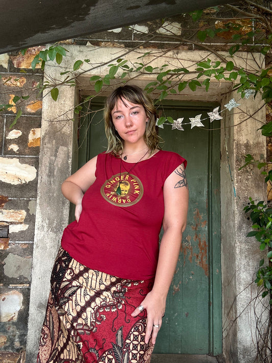 Yoga Logo tee in Ruby Red