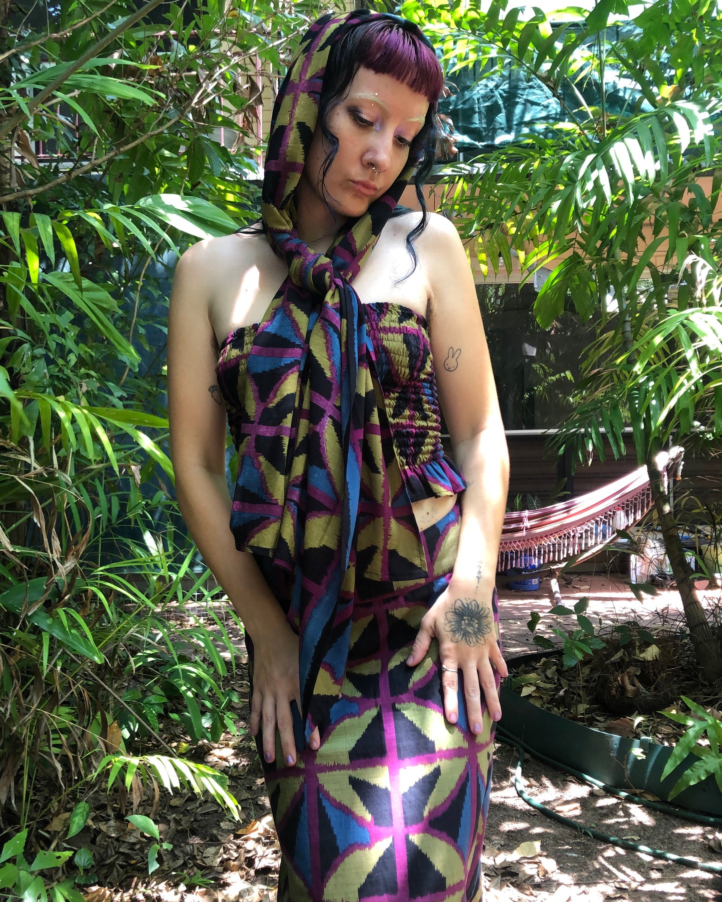 Breezeblock Shawl/ Half Sarong in Jewel Spider