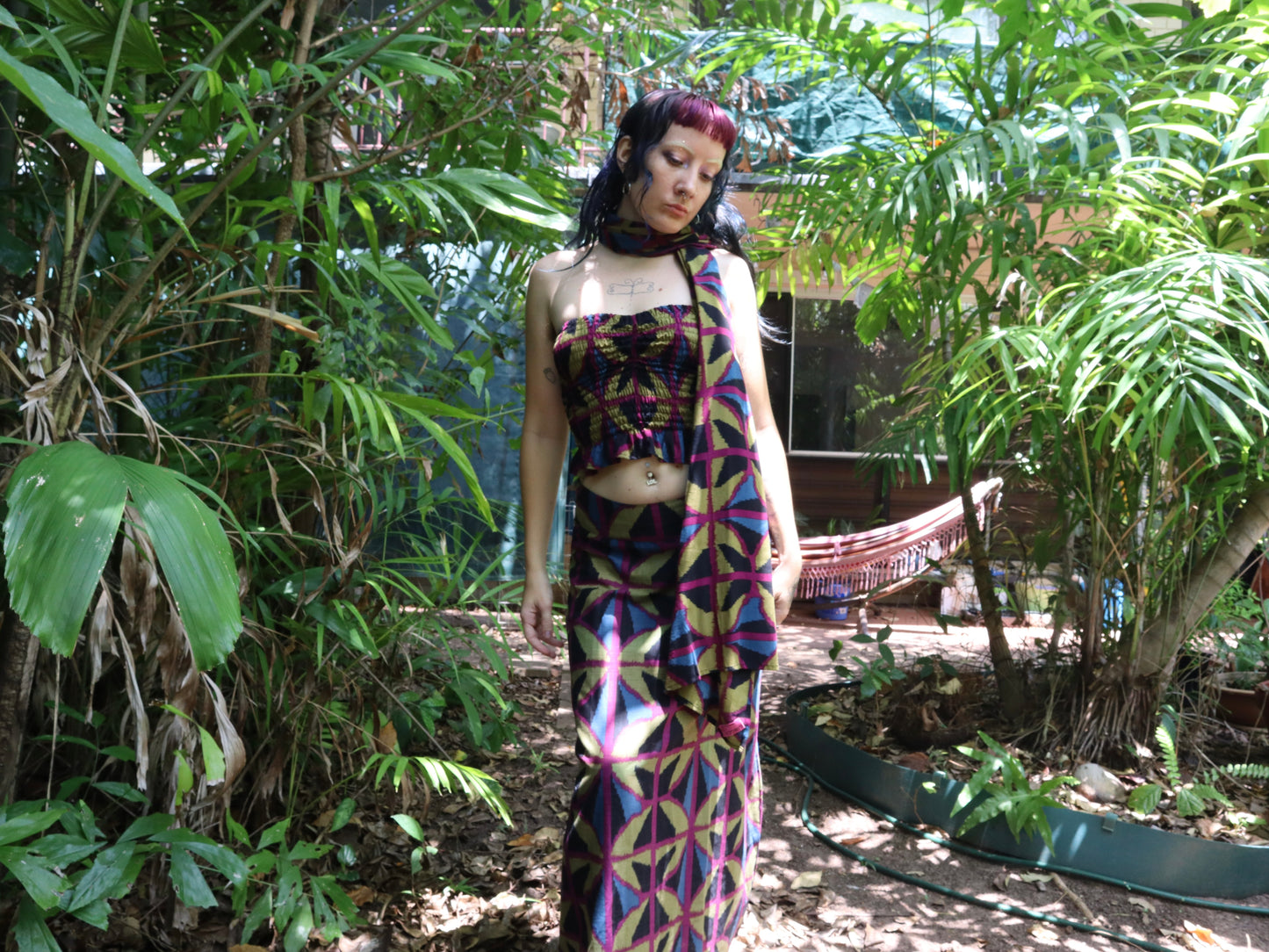 Breezeblock Shawl/ Half Sarong in Jewel Spider
