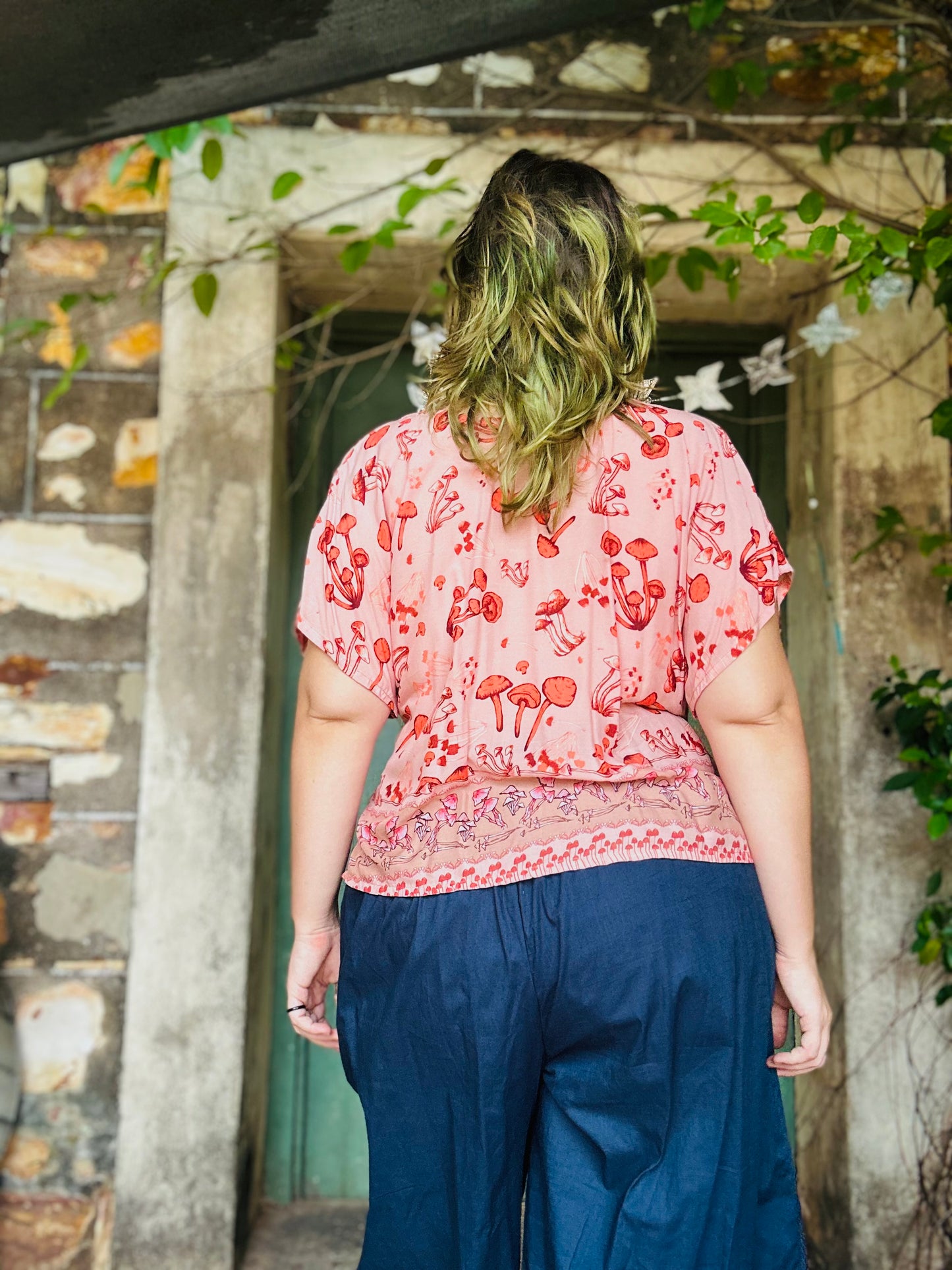 Orange Mushroom Print Hang Out Top