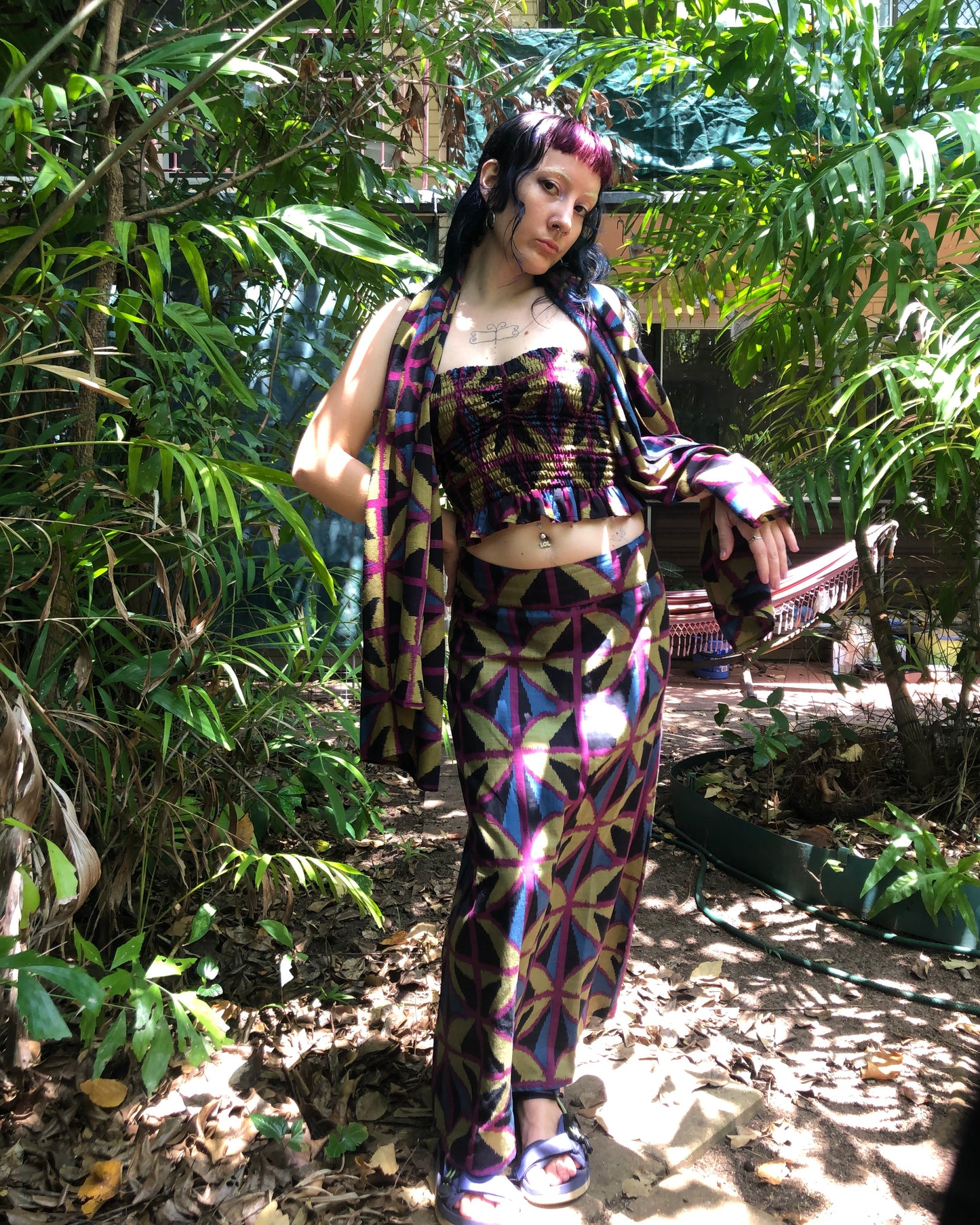 Breezeblock Shawl/ Half Sarong in Jewel Spider