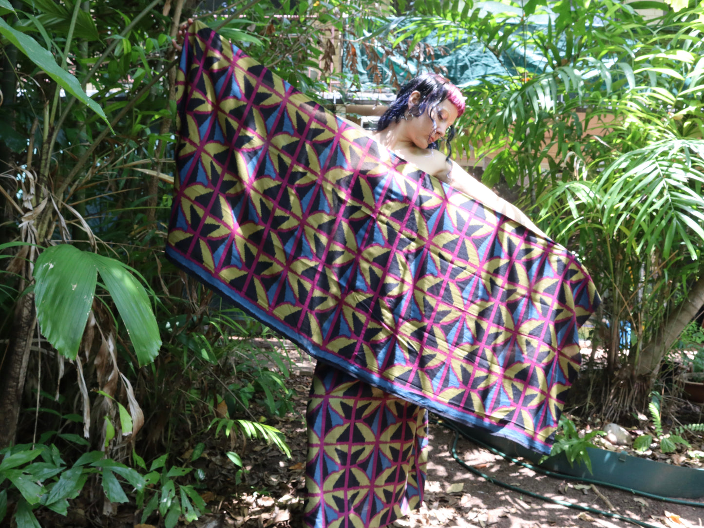 Breezeblock Shawl/ Half Sarong in Jewel Spider