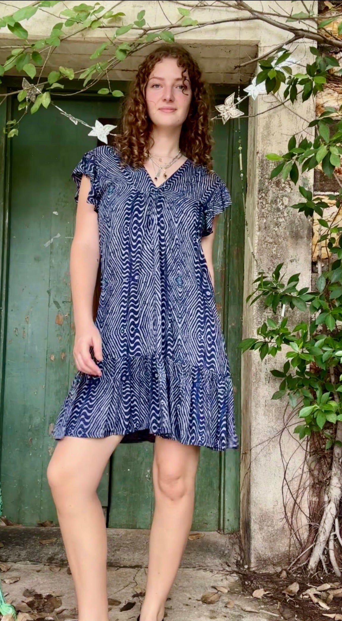 Gone TROPPO Dress in Geo Blue