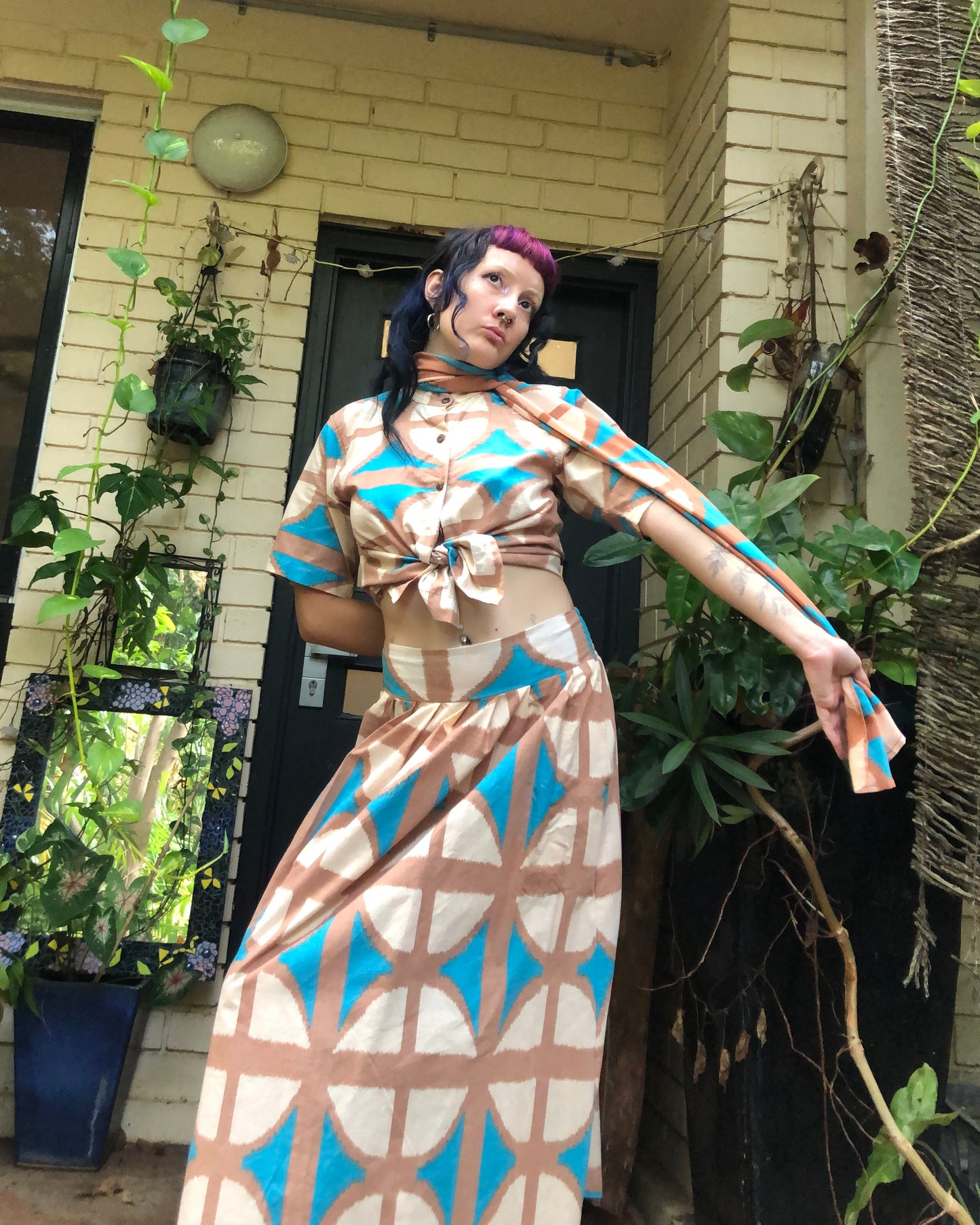 Breezeblock Shawl/ Half Sarong in Cas beach