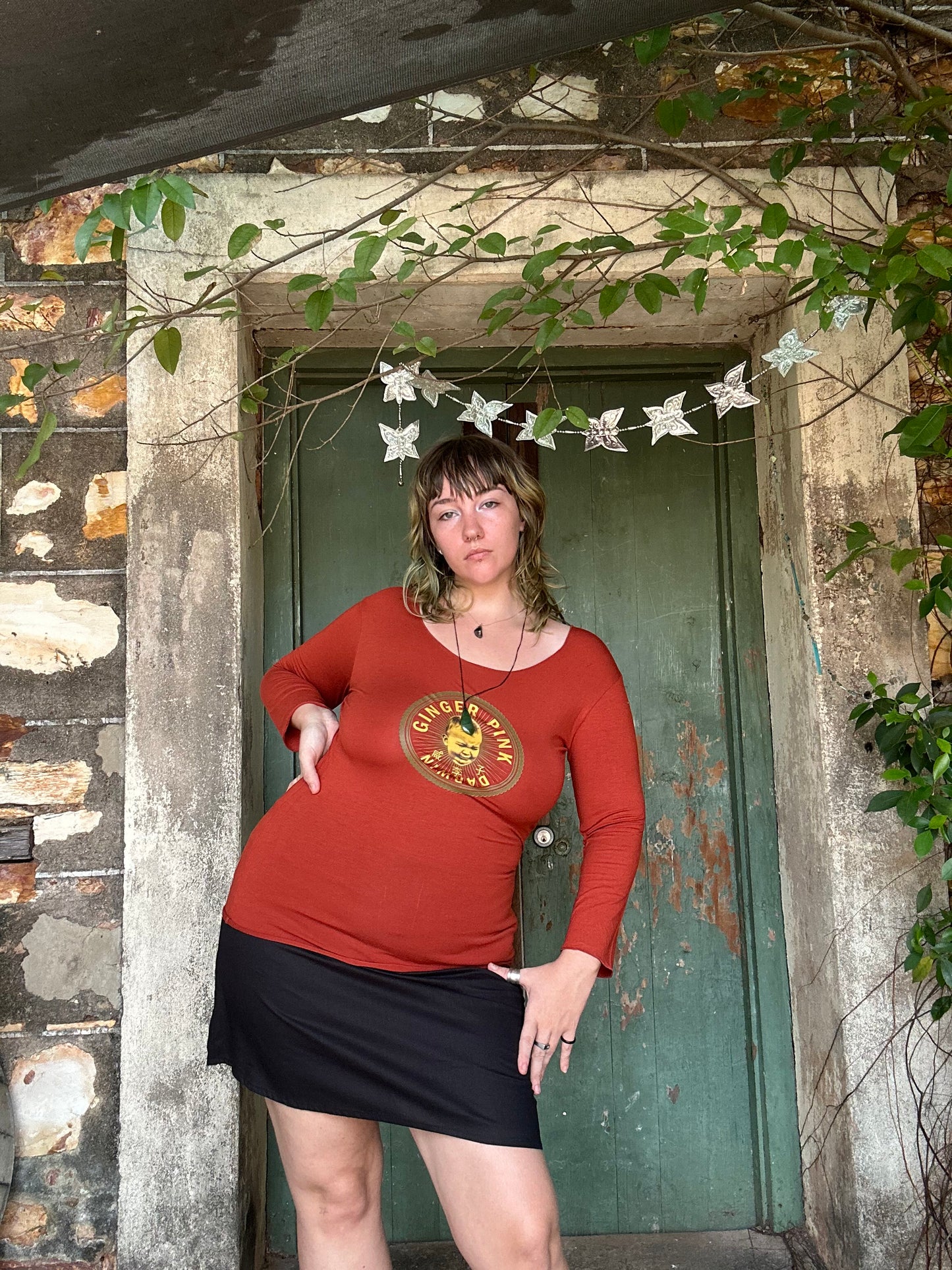 Yoga long sleeve Burnt Orange Logo Tee