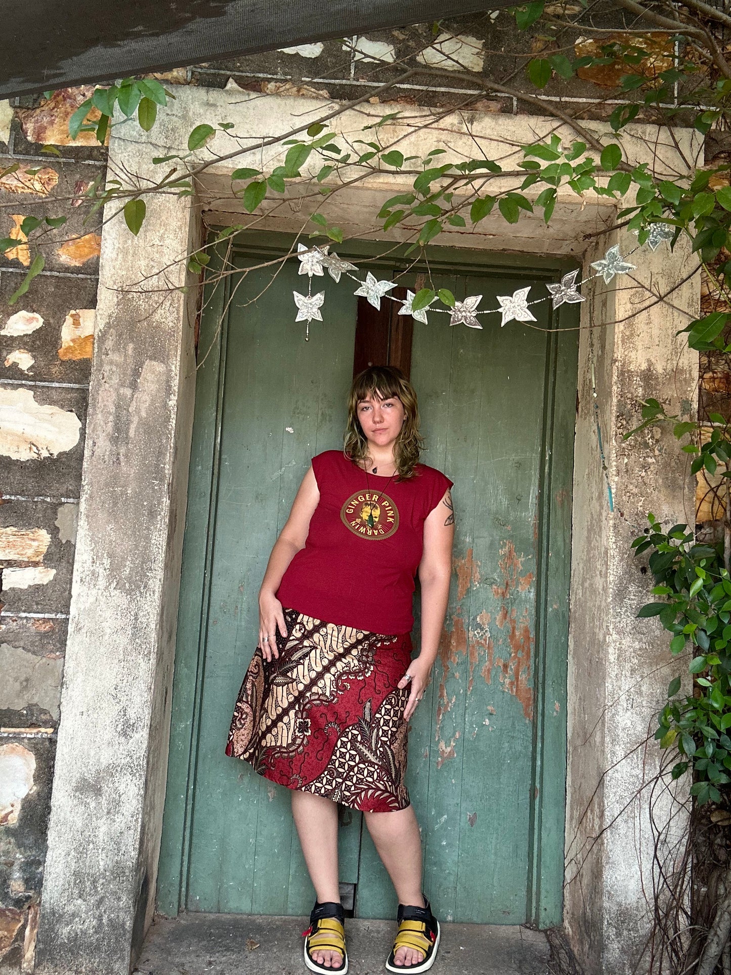 Yoga Logo tee in Ruby Red