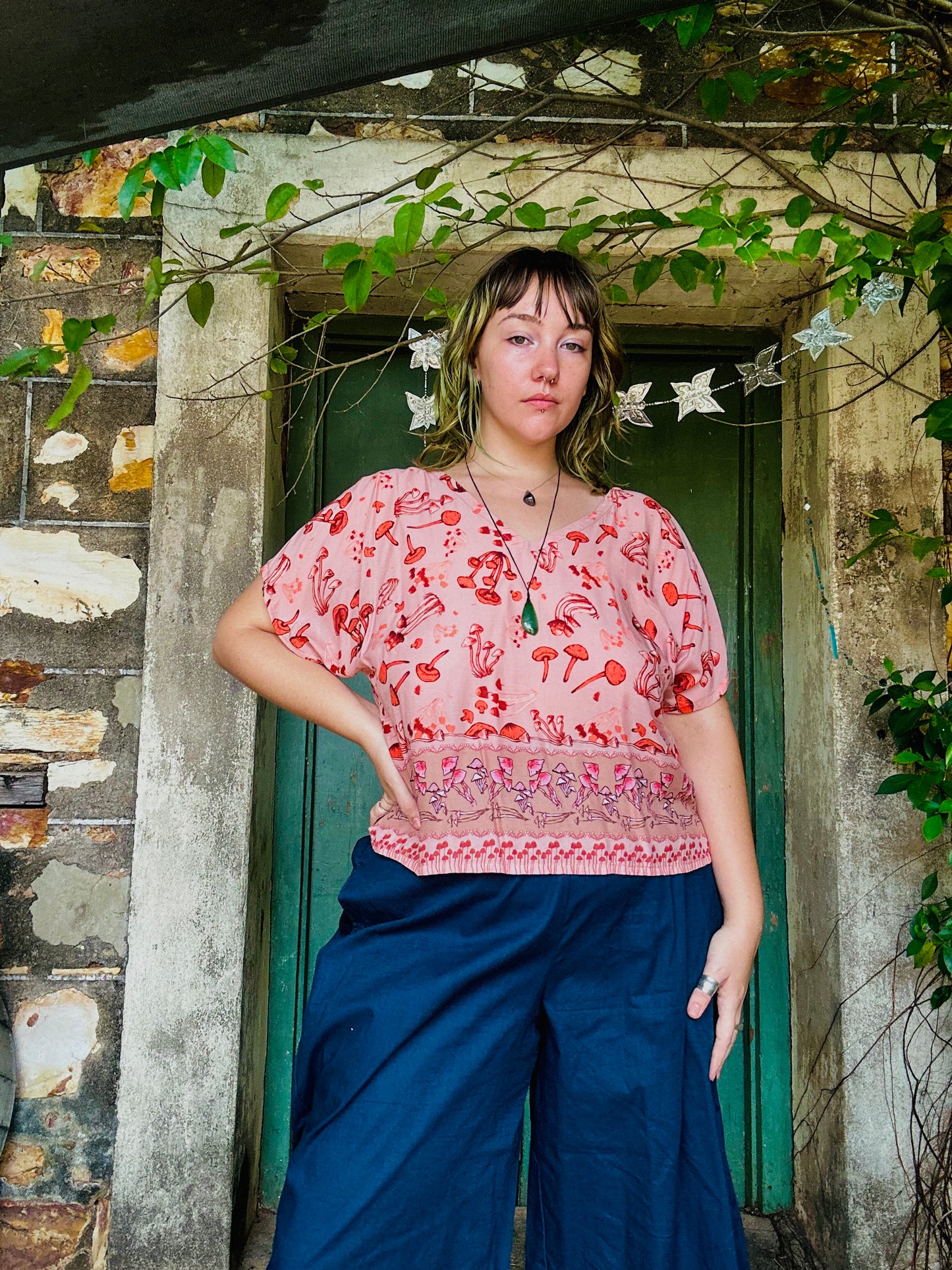 Orange Mushroom Print Hang Out Top
