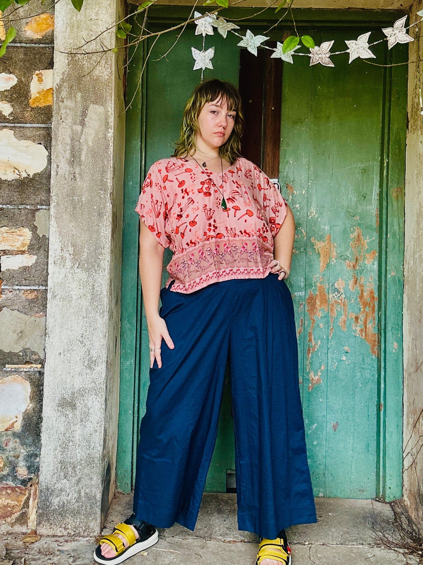 Orange Mushroom Print Hang Out Top