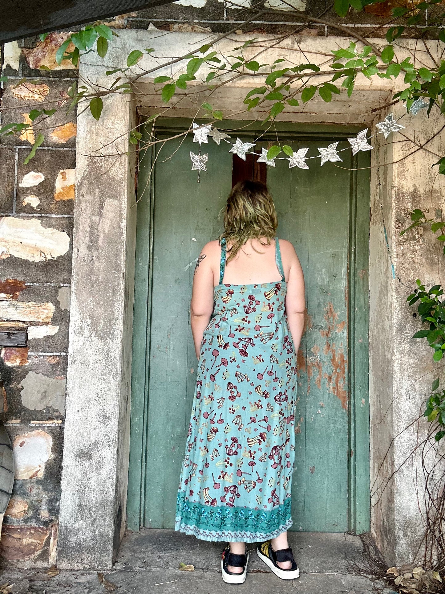 Hi-Lo dress in Blue Mushroom print