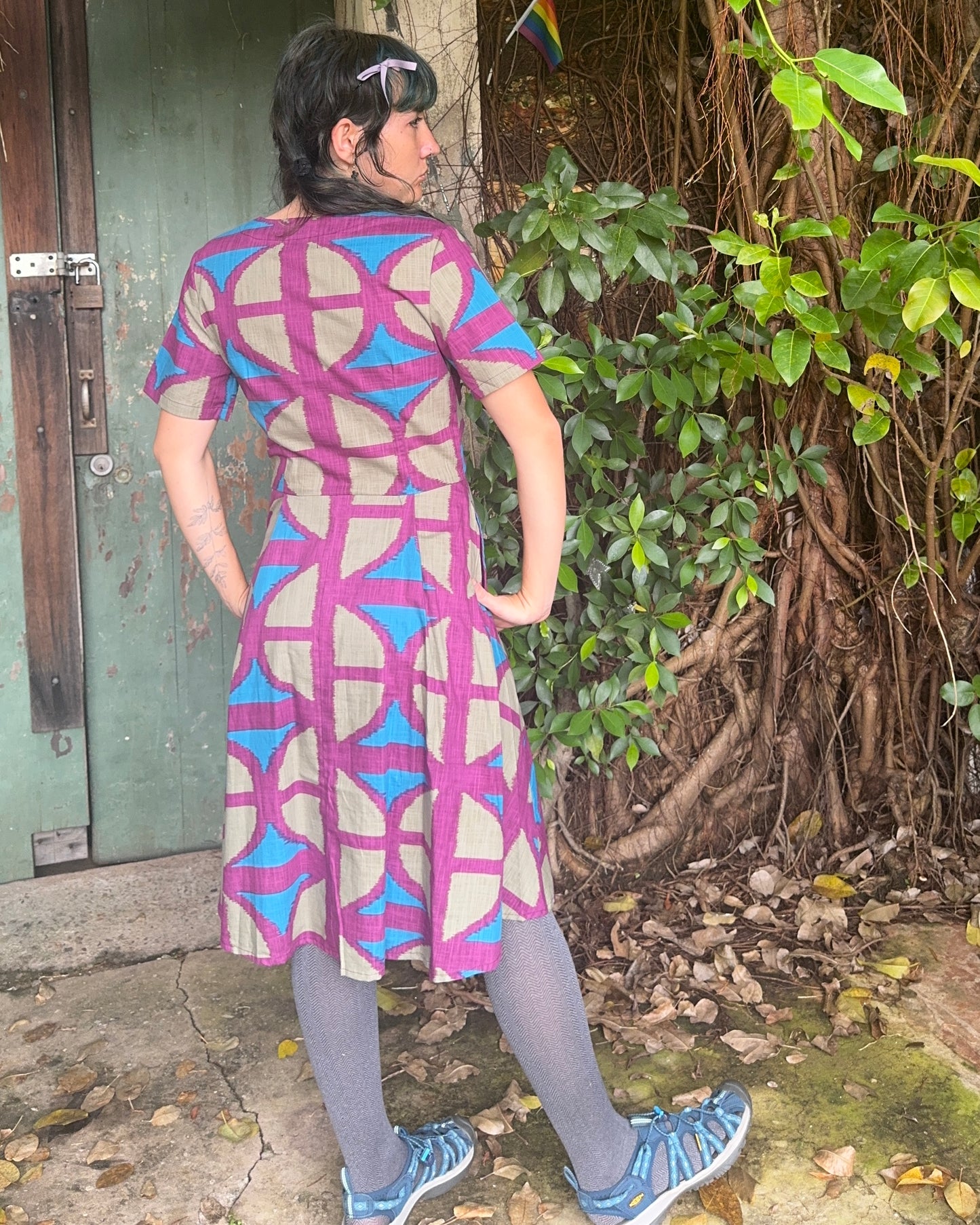 Knee Length Wrap Dress in Original BreezeBlock