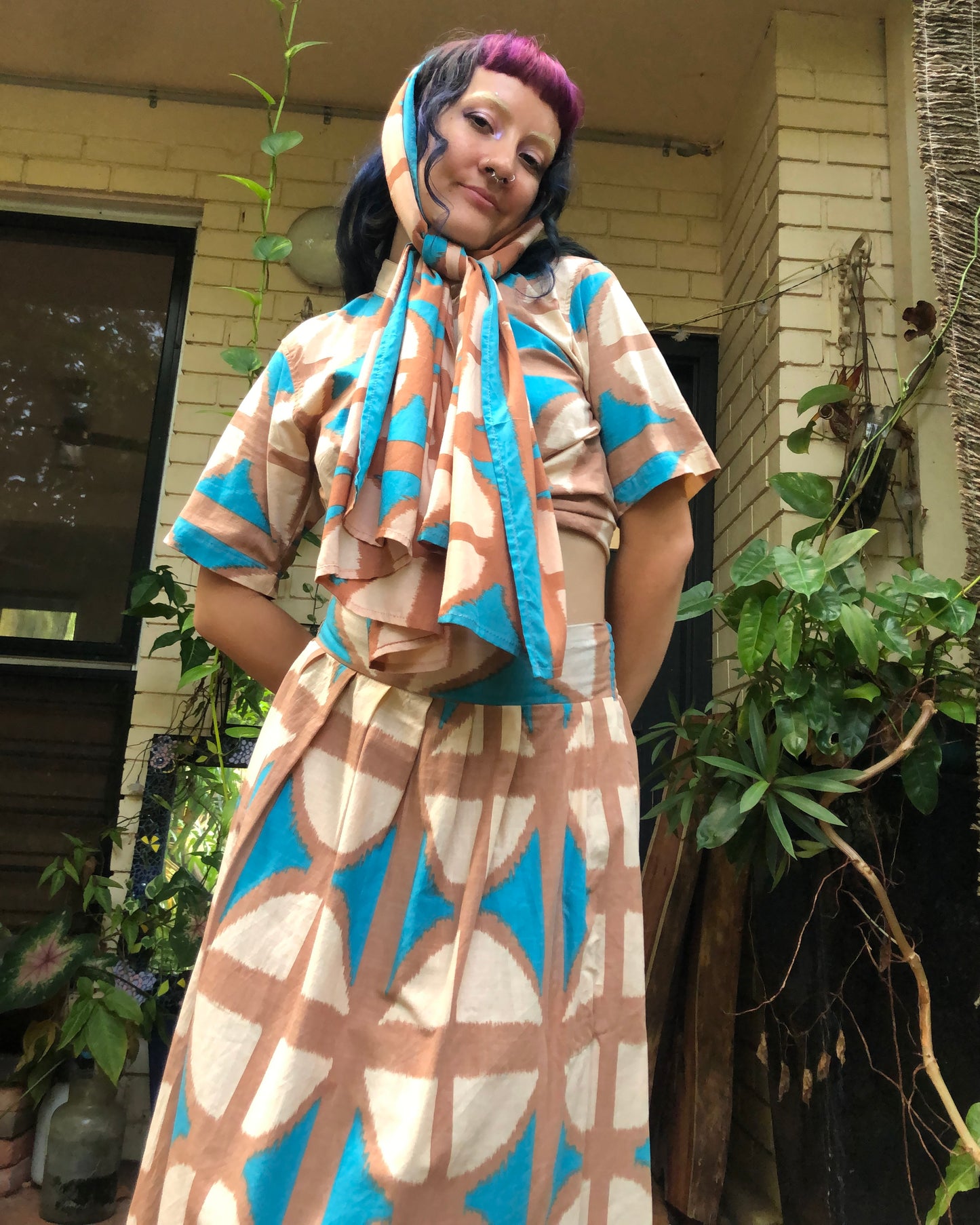 Breezeblock Shawl/ Half Sarong in Cas beach