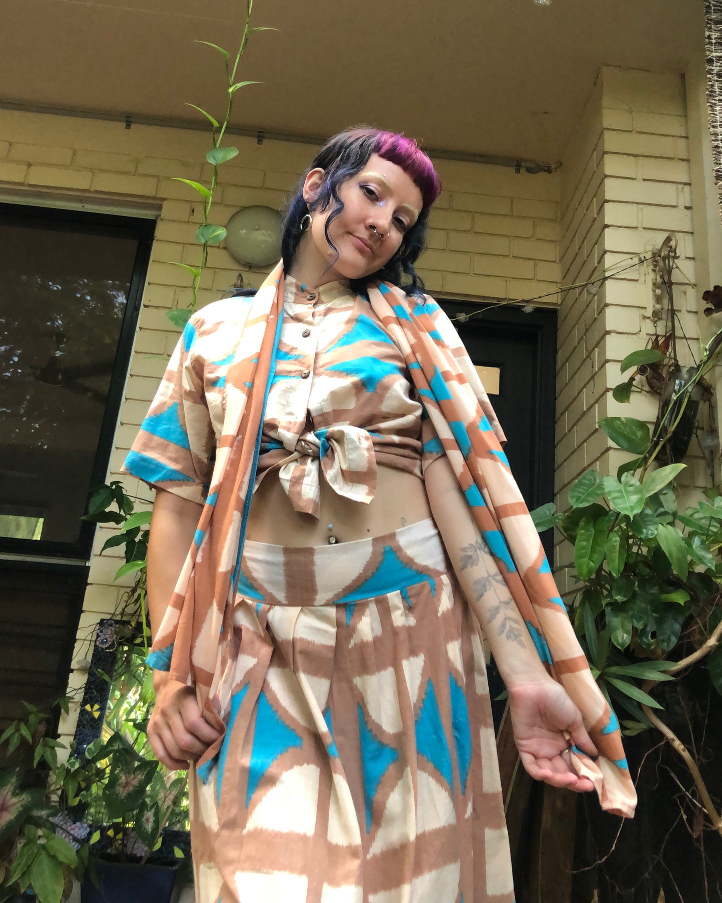 Breezeblock Shawl/ Half Sarong in Cas beach