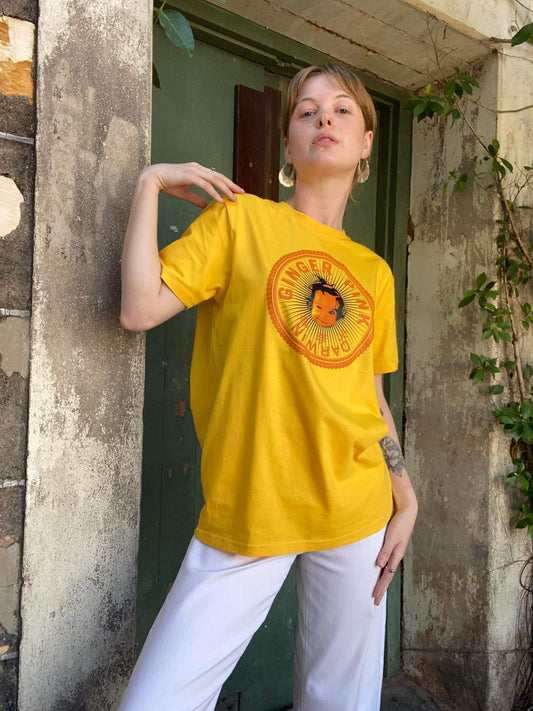 GP (Girl Logo) Unisex Tee in Spectra Yellow - Ginger Pink Darwin - ethical fashion - darwin clothing shop - darwin clothing store - darwin fashion