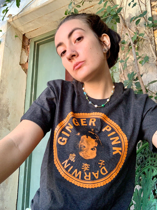 GP (Girl Logo) Unisex Tee in Dark Grey - Ginger Pink Darwin - ethical fashion - darwin clothing shop - darwin clothing store - darwin fashion