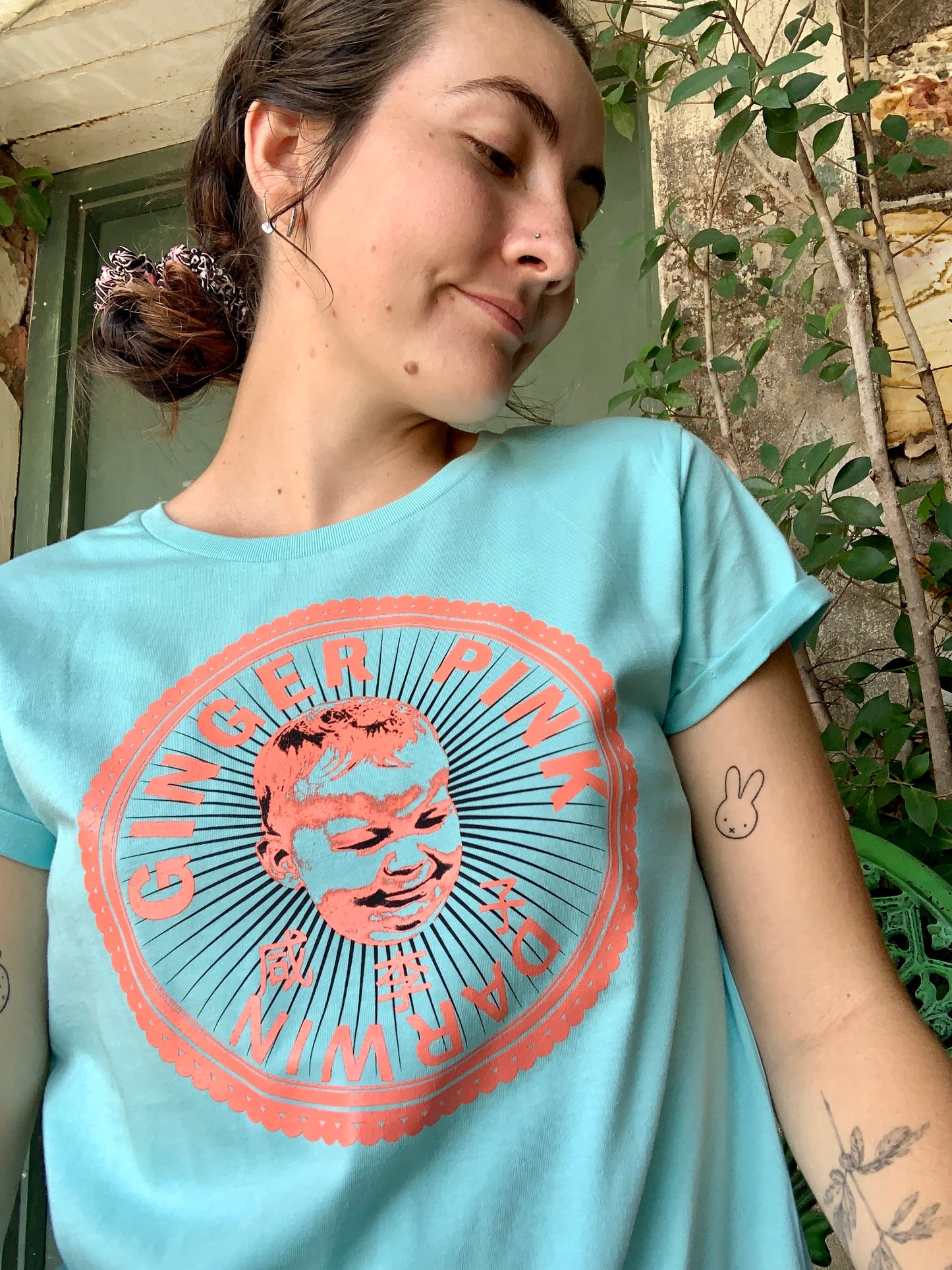 GP (Boy or Girl Logo) Women's Rolled Sleeve Tee in Various Colours - Ginger Pink Darwin - ethical fashion - darwin clothing shop - darwin clothing store - darwin fashion
