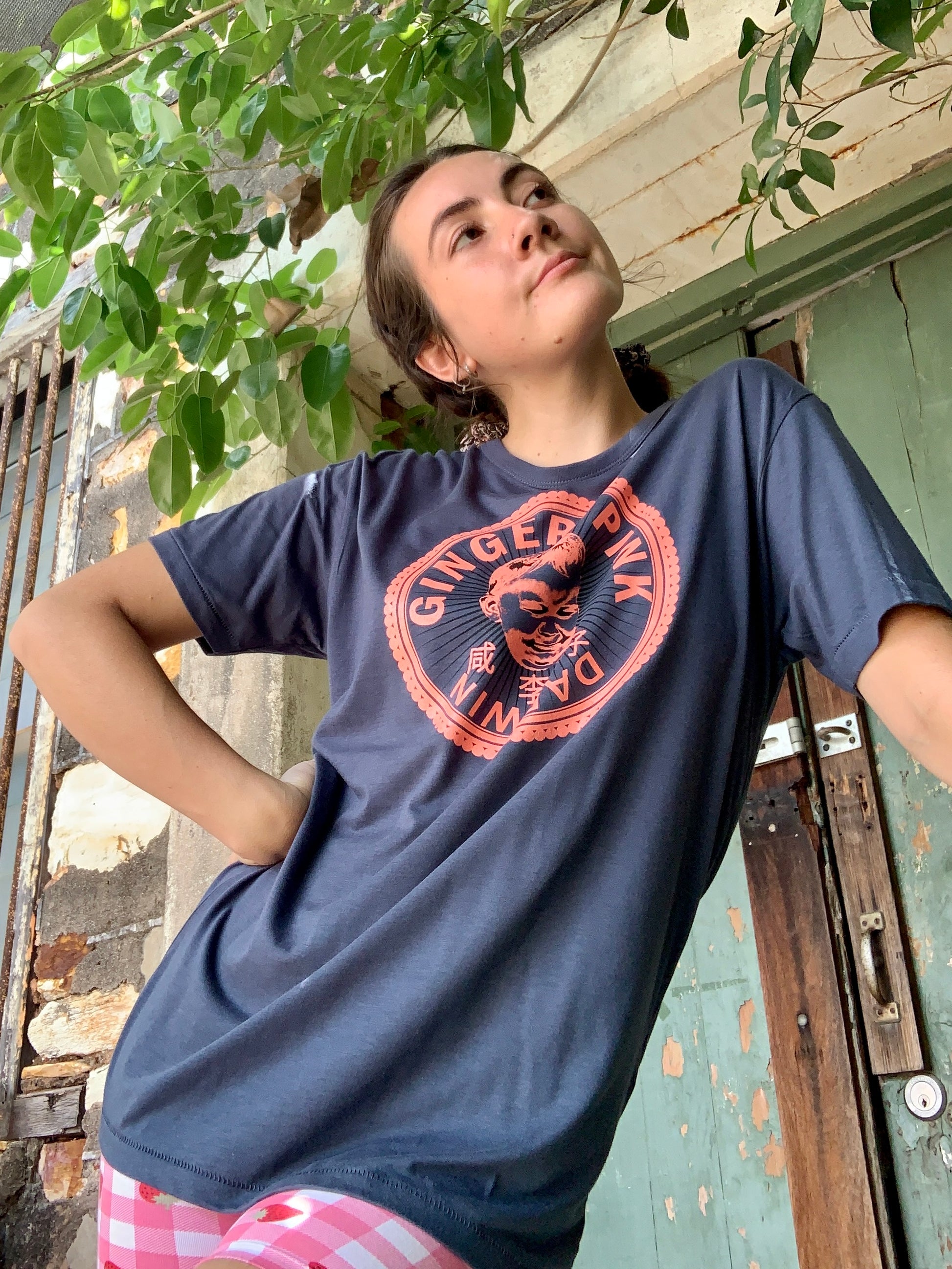 GP (Boy or Girl Logo) Bamboo Unisex Tee in Denim - Ginger Pink Darwin - ethical fashion - darwin clothing shop - darwin clothing store - darwin fashion