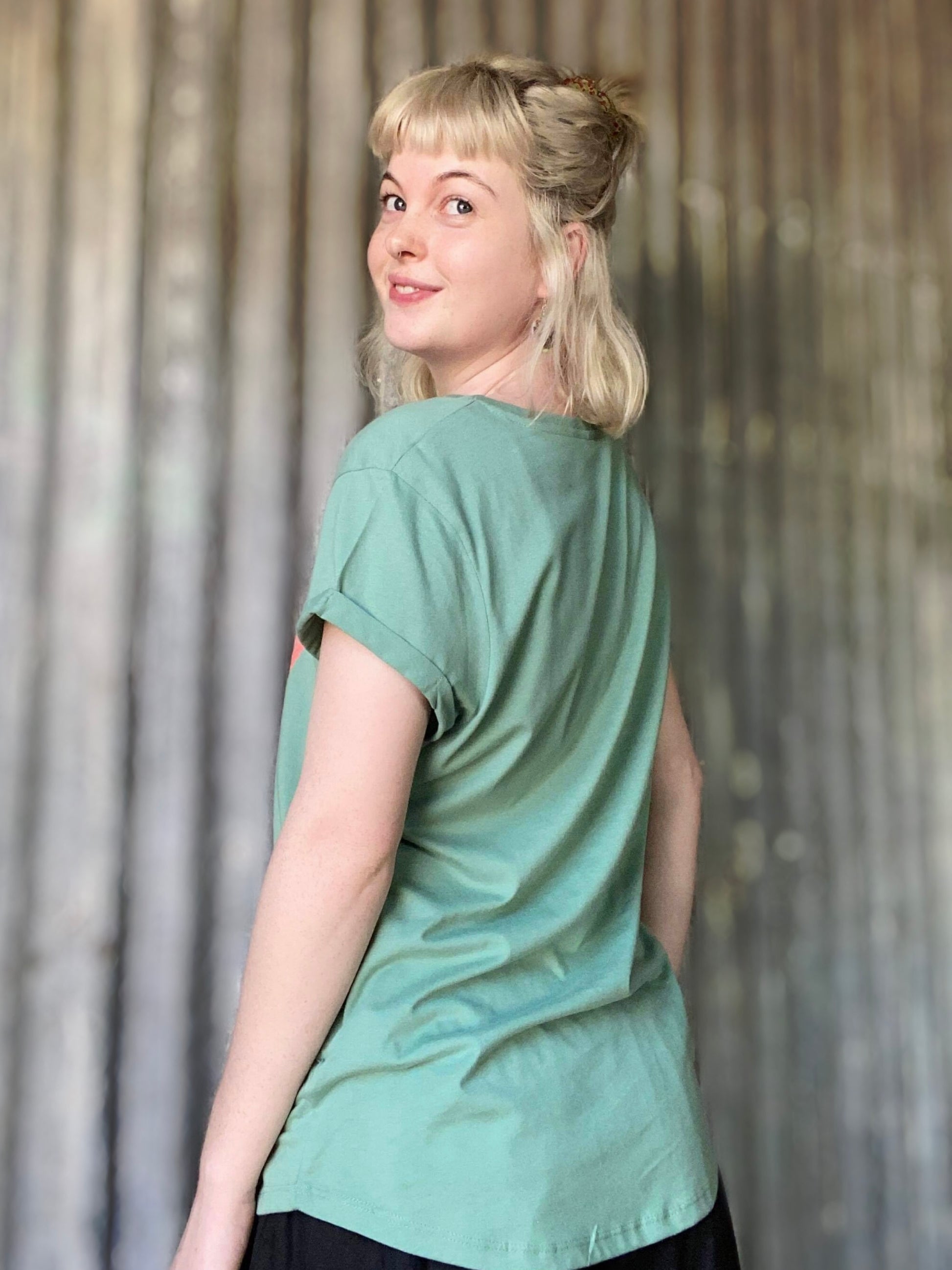 GP (Boy or Girl Logo) Women's Rolled Sleeve Tee in Various Colours - Ginger Pink Darwin - ethical fashion - darwin clothing shop - darwin clothing store - darwin fashion