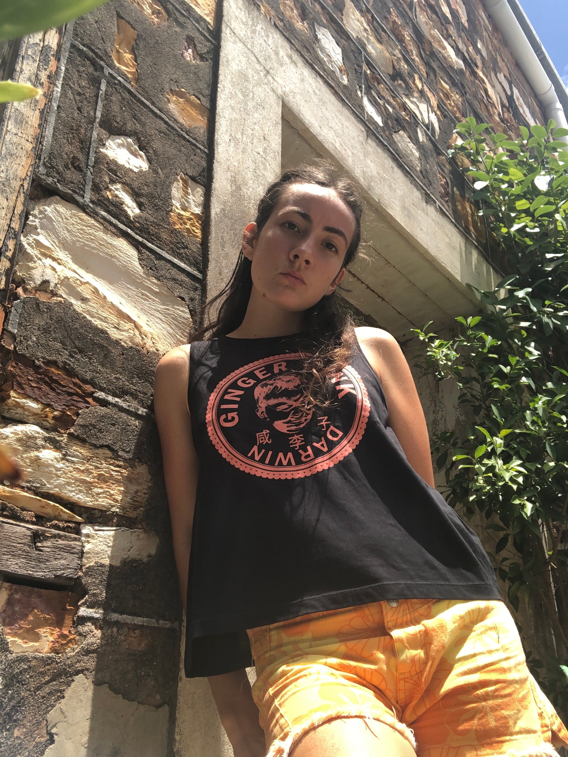 GP (Boy or Girl Logo) ‘Dancer’ Singlet in Black - Ginger Pink Darwin - ethical fashion - darwin clothing shop - darwin clothing store - darwin fashion