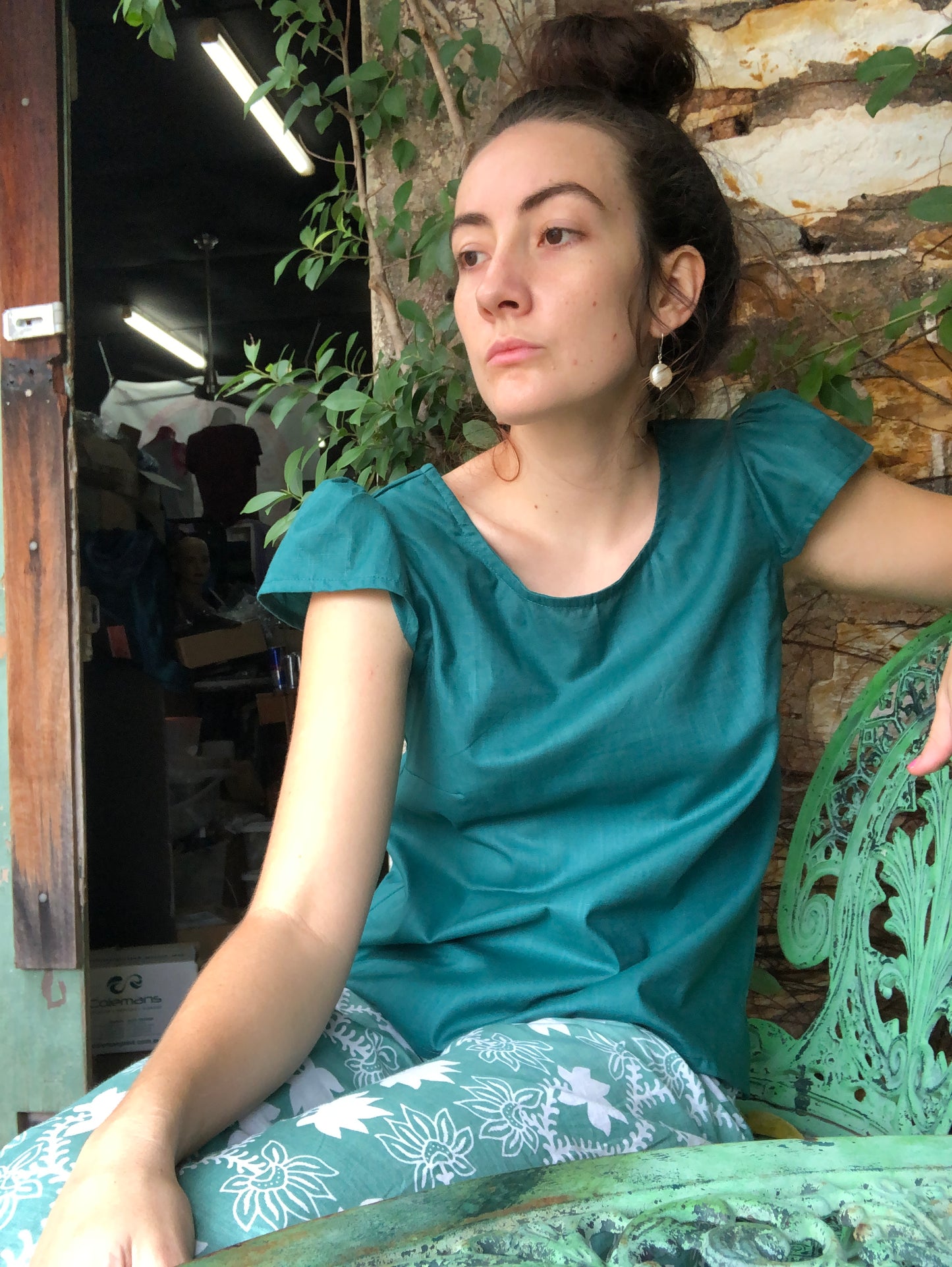 Courtney Cap Top in Jade Cotton - Ginger Pink Darwin - ethical fashion - darwin clothing shop - darwin clothing store - darwin fashion
