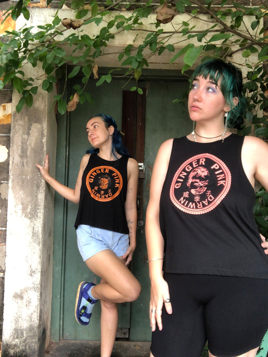 GP (Boy or Girl Logo) ‘Dancer’ Singlet in Black - Ginger Pink Darwin - ethical fashion - darwin clothing shop - darwin clothing store - darwin fashion