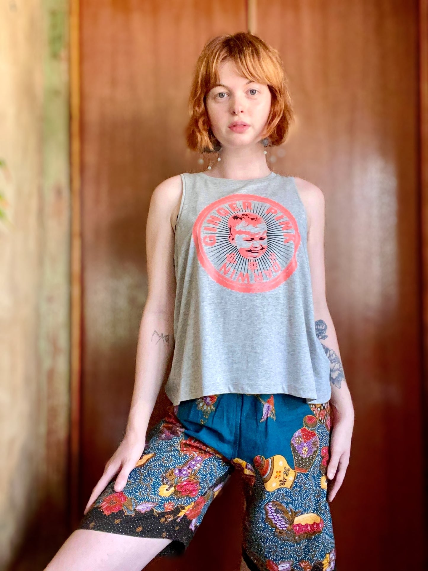 GP (Boy Logo) ’Dancer’ Singlet in Heather Grey - Ginger Pink Darwin - ethical fashion - darwin clothing shop - darwin clothing store - darwin fashion