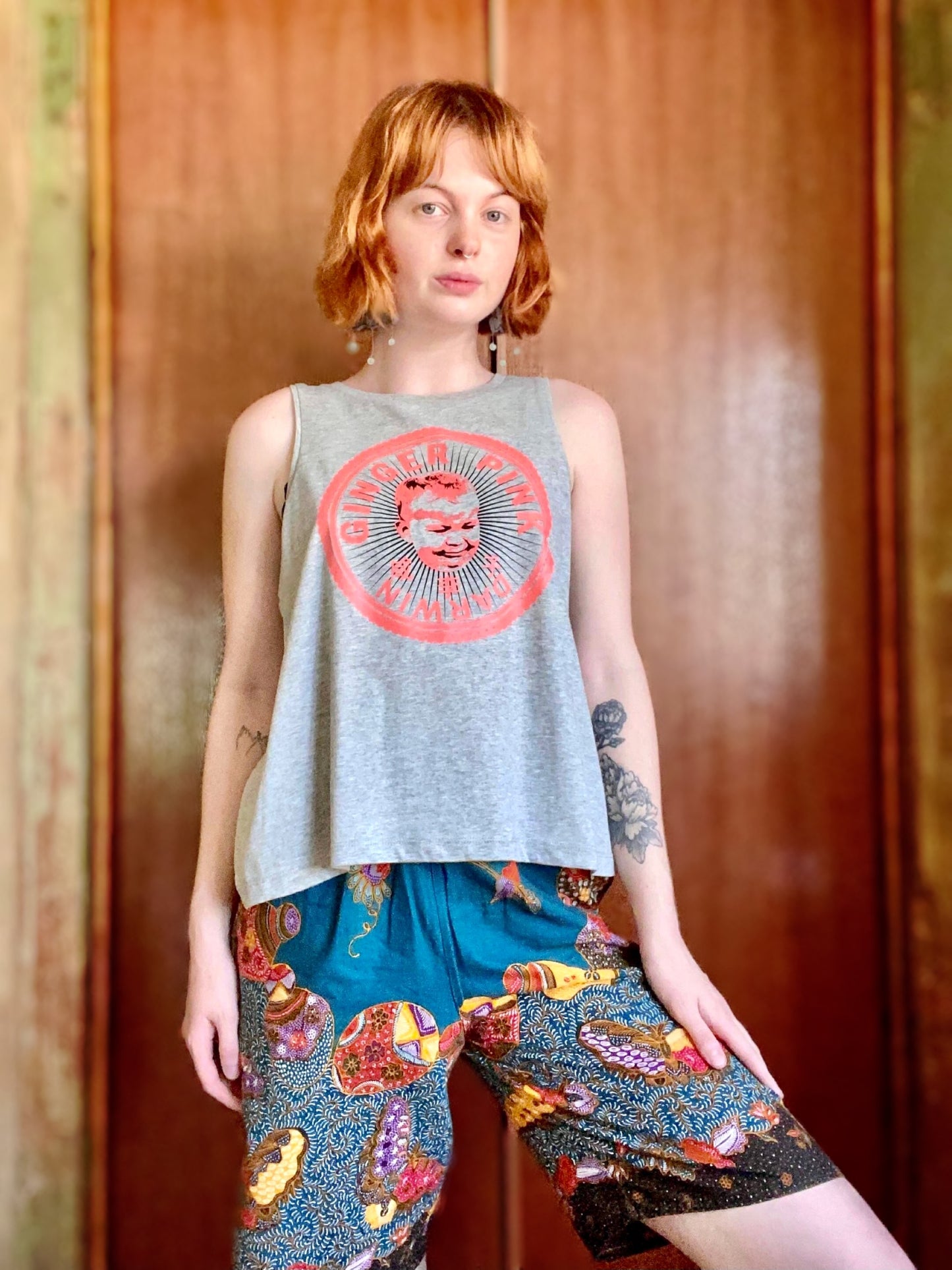 GP (Boy Logo) ’Dancer’ Singlet in Heather Grey - Ginger Pink Darwin - ethical fashion - darwin clothing shop - darwin clothing store - darwin fashion