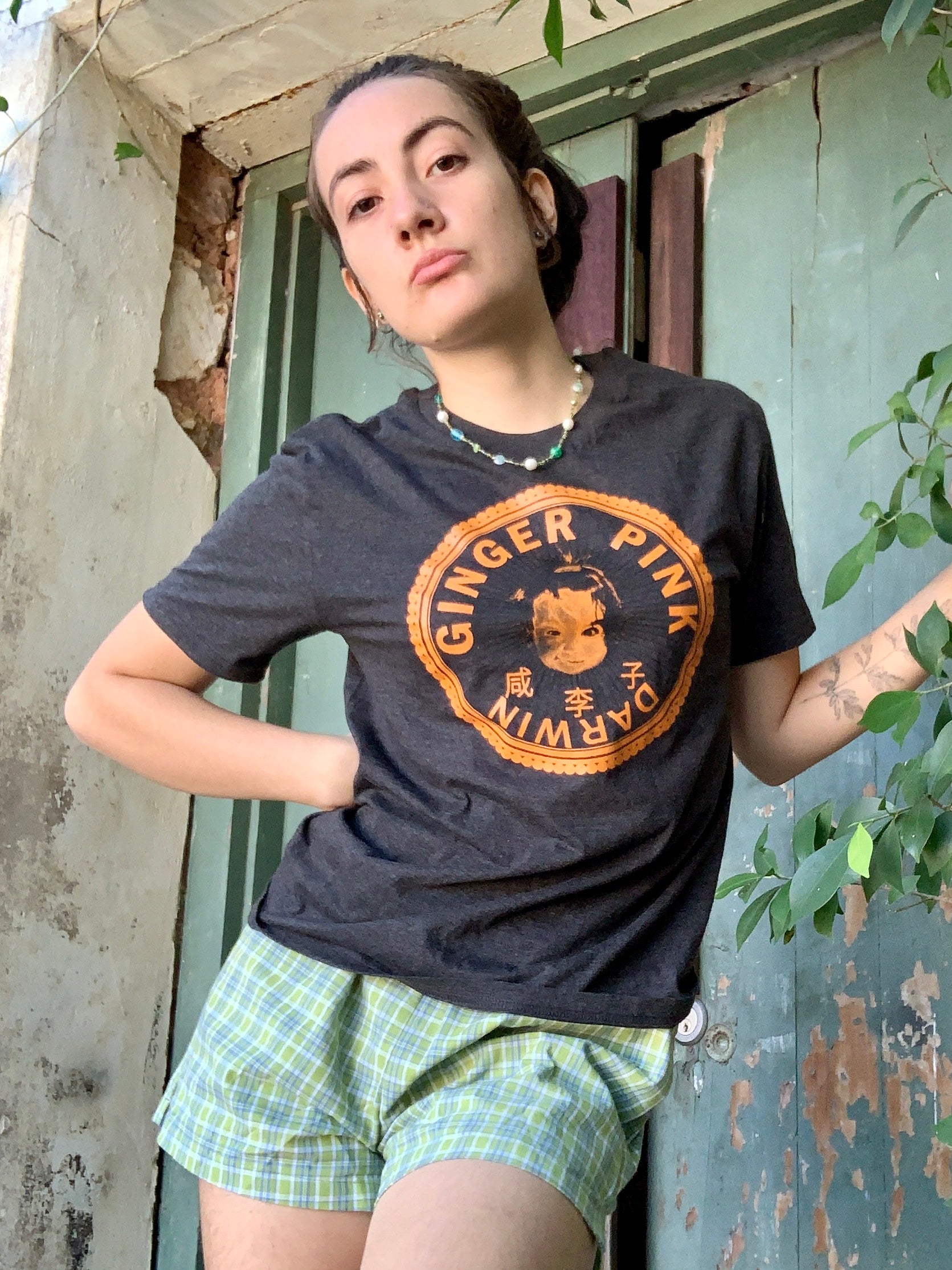 GP (Girl Logo) Unisex Tee in Dark Grey - Ginger Pink Darwin - ethical fashion - darwin clothing shop - darwin clothing store - darwin fashion