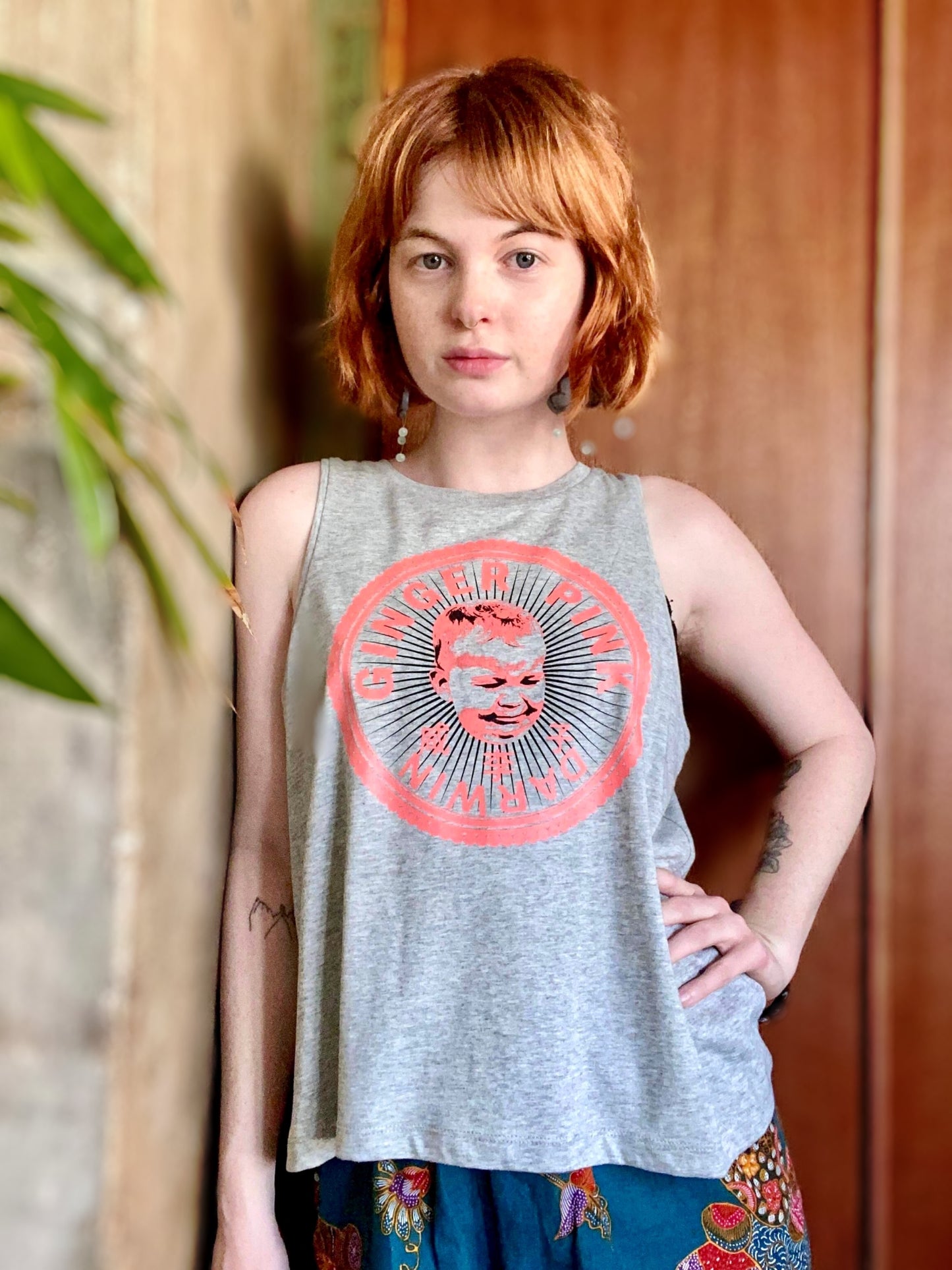 GP (Boy Logo) ’Dancer’ Singlet in Heather Grey - Ginger Pink Darwin - ethical fashion - darwin clothing shop - darwin clothing store - darwin fashion