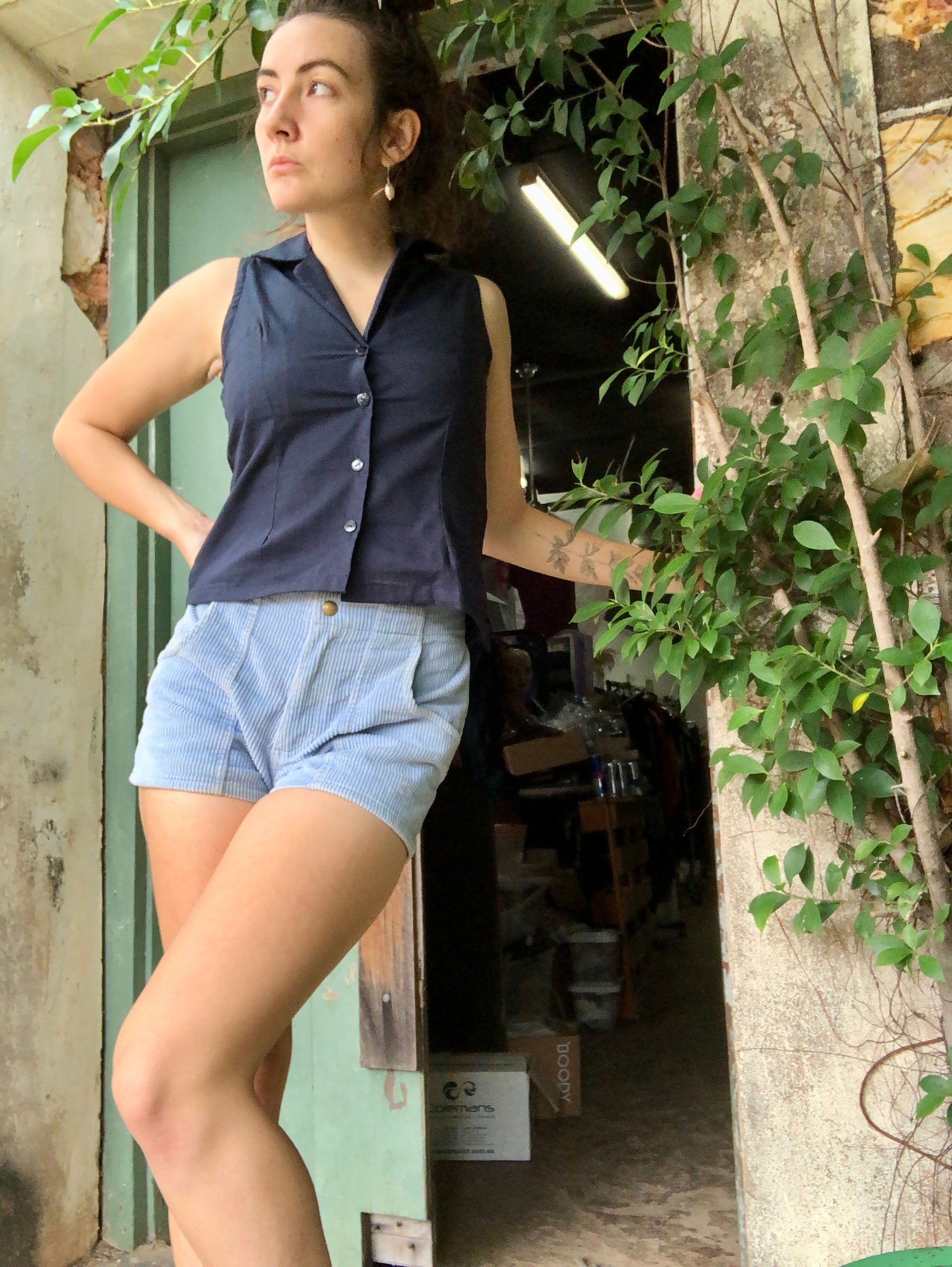 Matchi-Matchi Top in Navy Cotton - Ginger Pink Darwin - ethical fashion - darwin clothing shop - darwin clothing store - darwin fashion