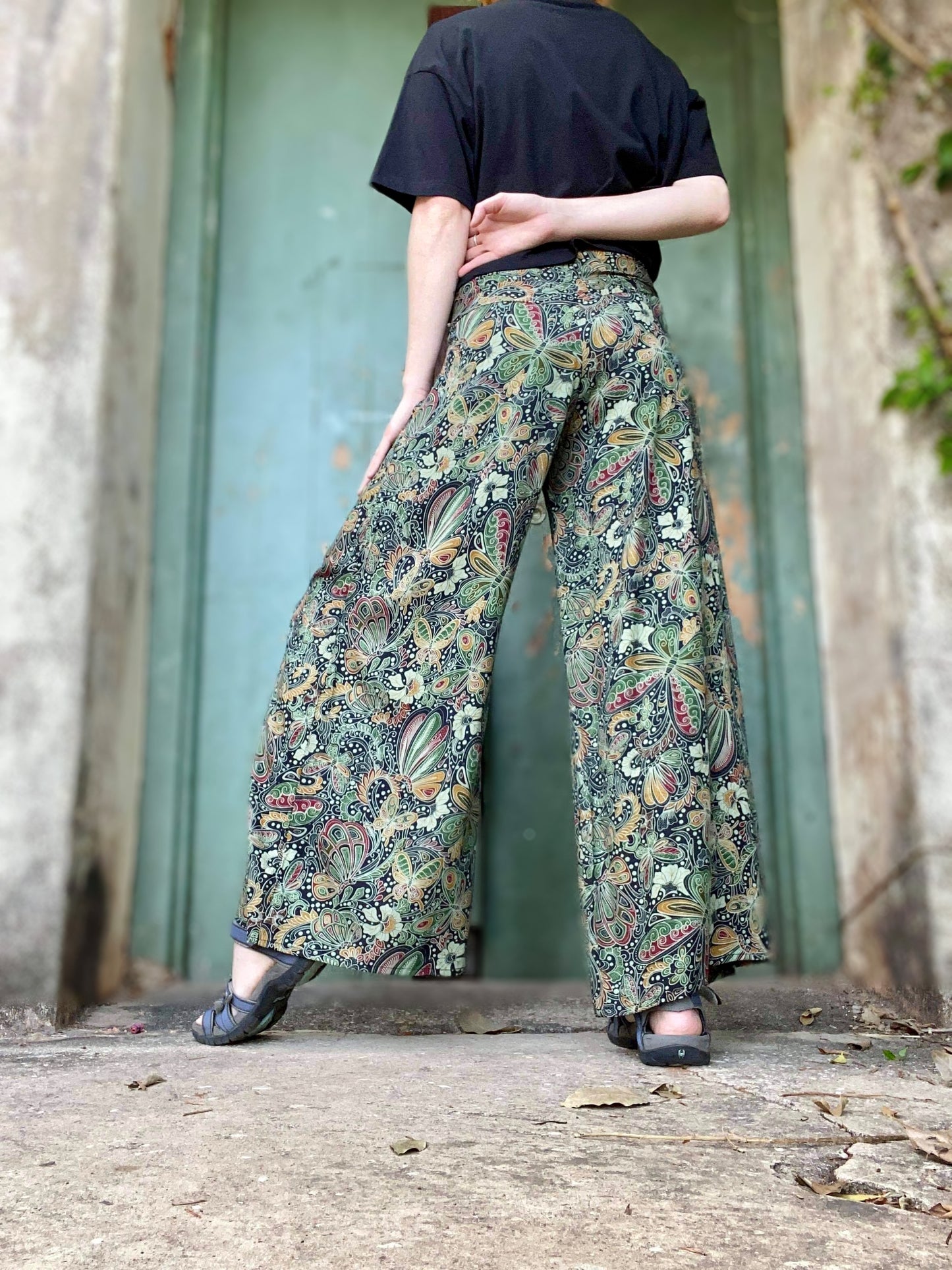 Classic Culottes 2 Lengths in Greenwash Butterflies - Ginger Pink Darwin - ethical fashion - darwin clothing shop - darwin clothing store - darwin fashion