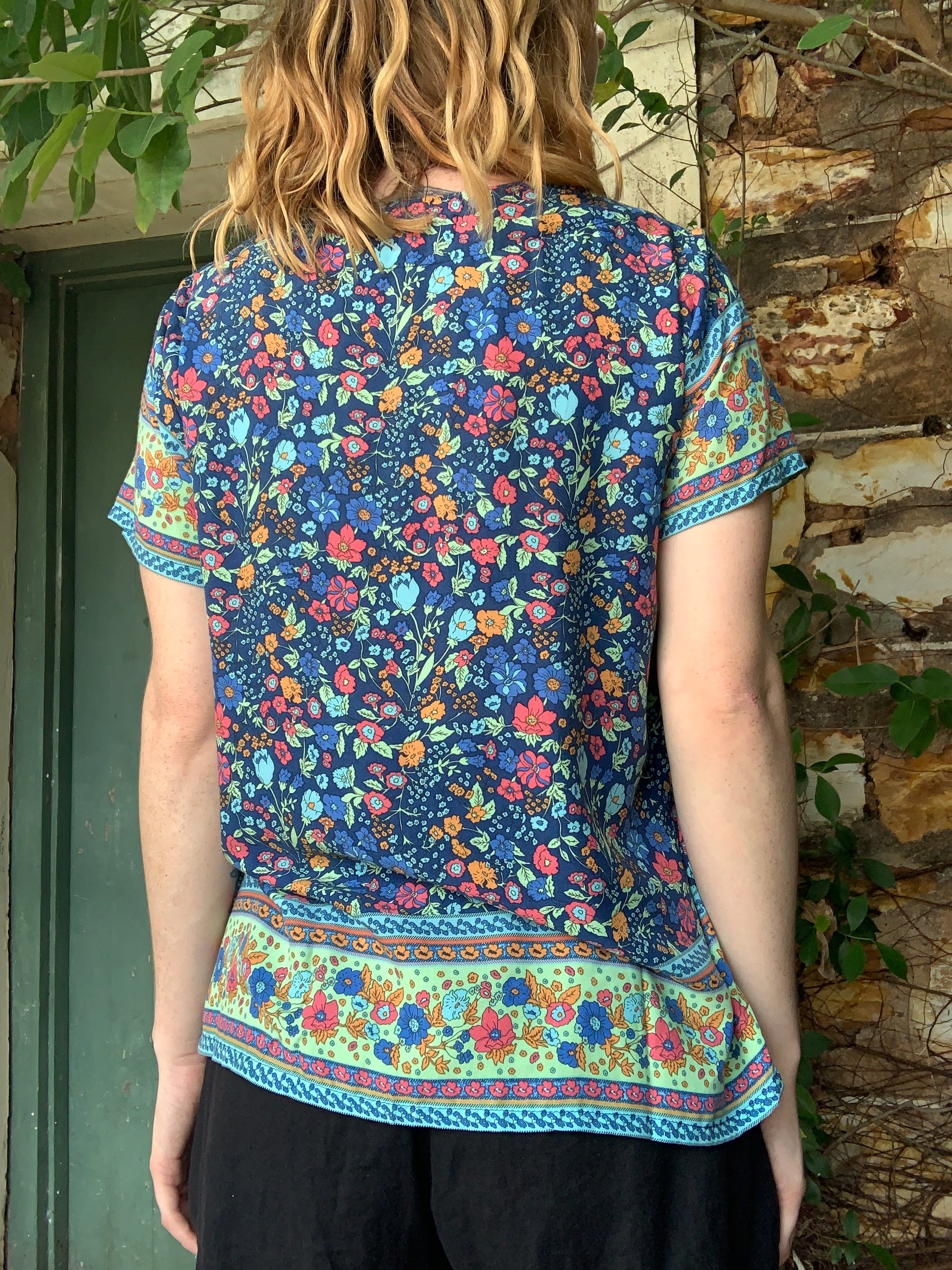 Kiku Top in Midnight Garden Print - Ginger Pink Darwin - ethical fashion - darwin clothing shop - darwin clothing store - darwin fashion