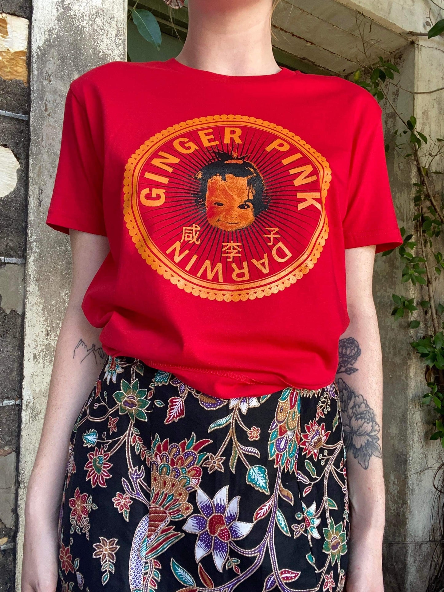 GP (Girl Logo) Unisex Tee in Red - Ginger Pink Darwin - ethical fashion - darwin clothing shop - darwin clothing store - darwin fashion