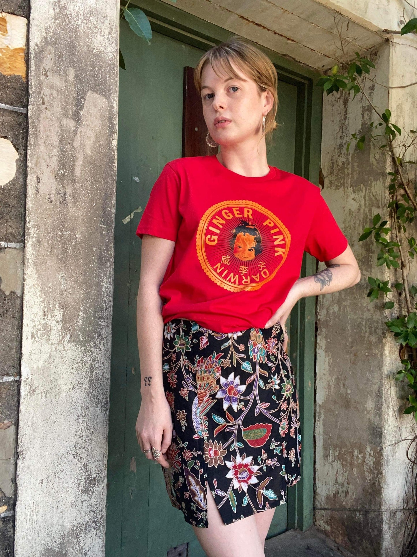 GP (Girl Logo) Unisex Tee in Red - Ginger Pink Darwin - ethical fashion - darwin clothing shop - darwin clothing store - darwin fashion