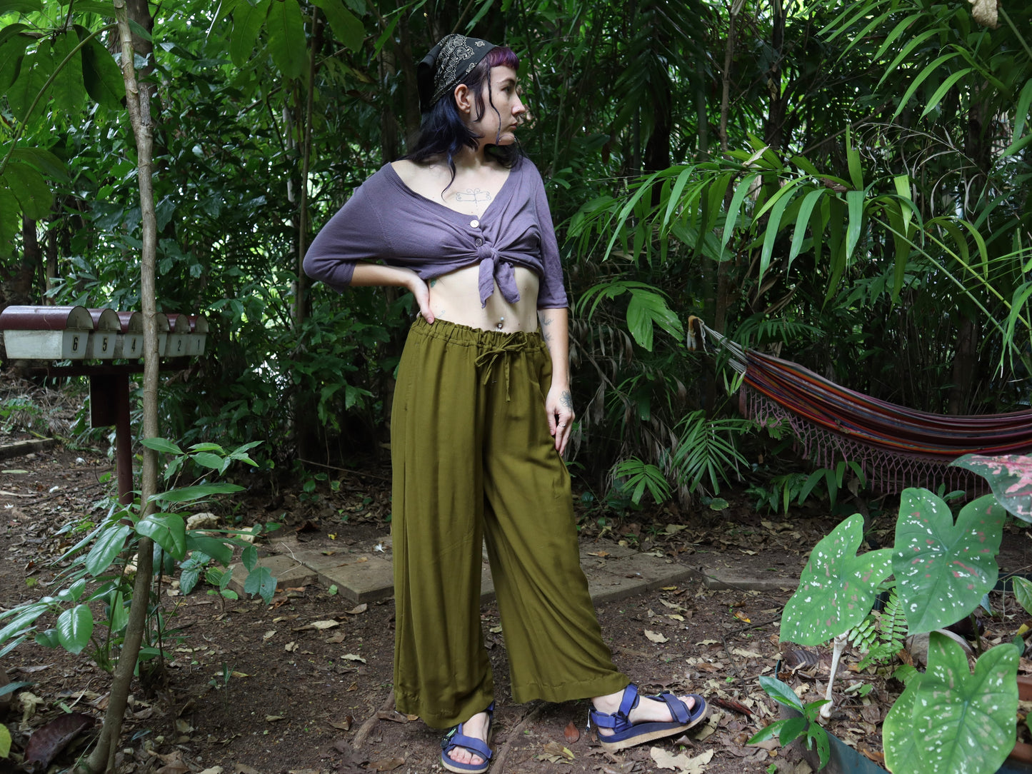 Lounge pants in Moss