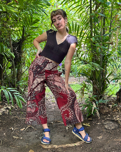 Red Swirl  Batik  Passion Pants