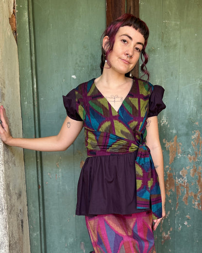 Puffy Ikat Wrap Top