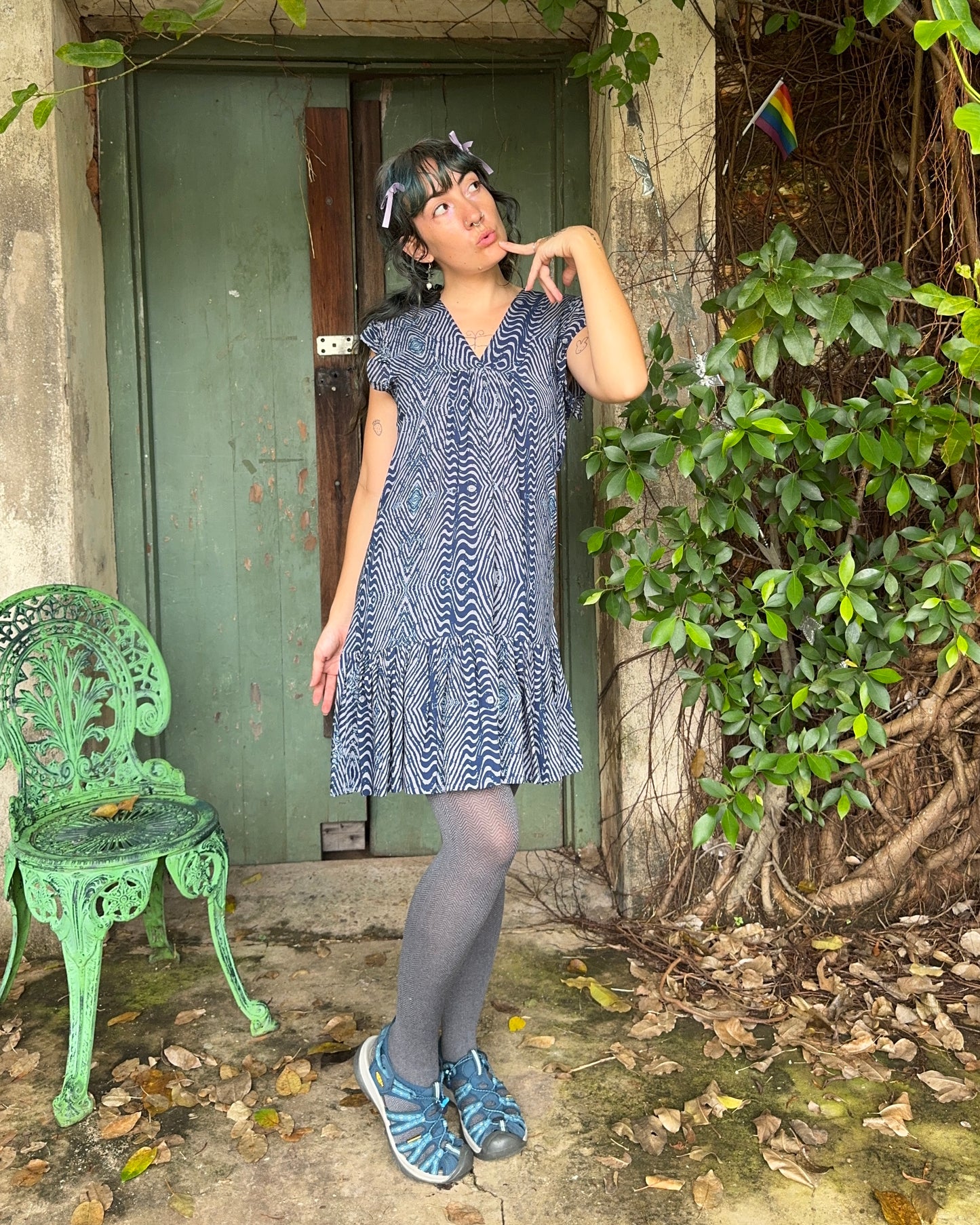 Gone Troppo dress in Blue Geo