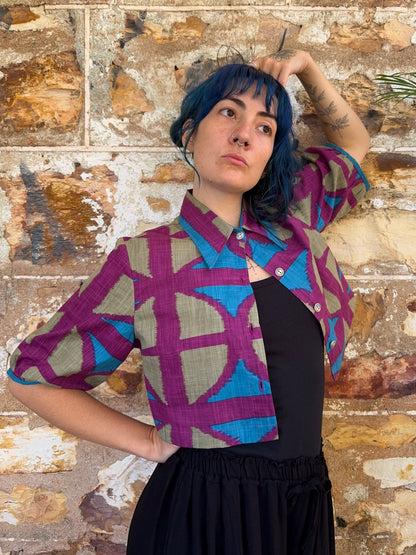 Collared Puffy Crop Shirt in OG Print
