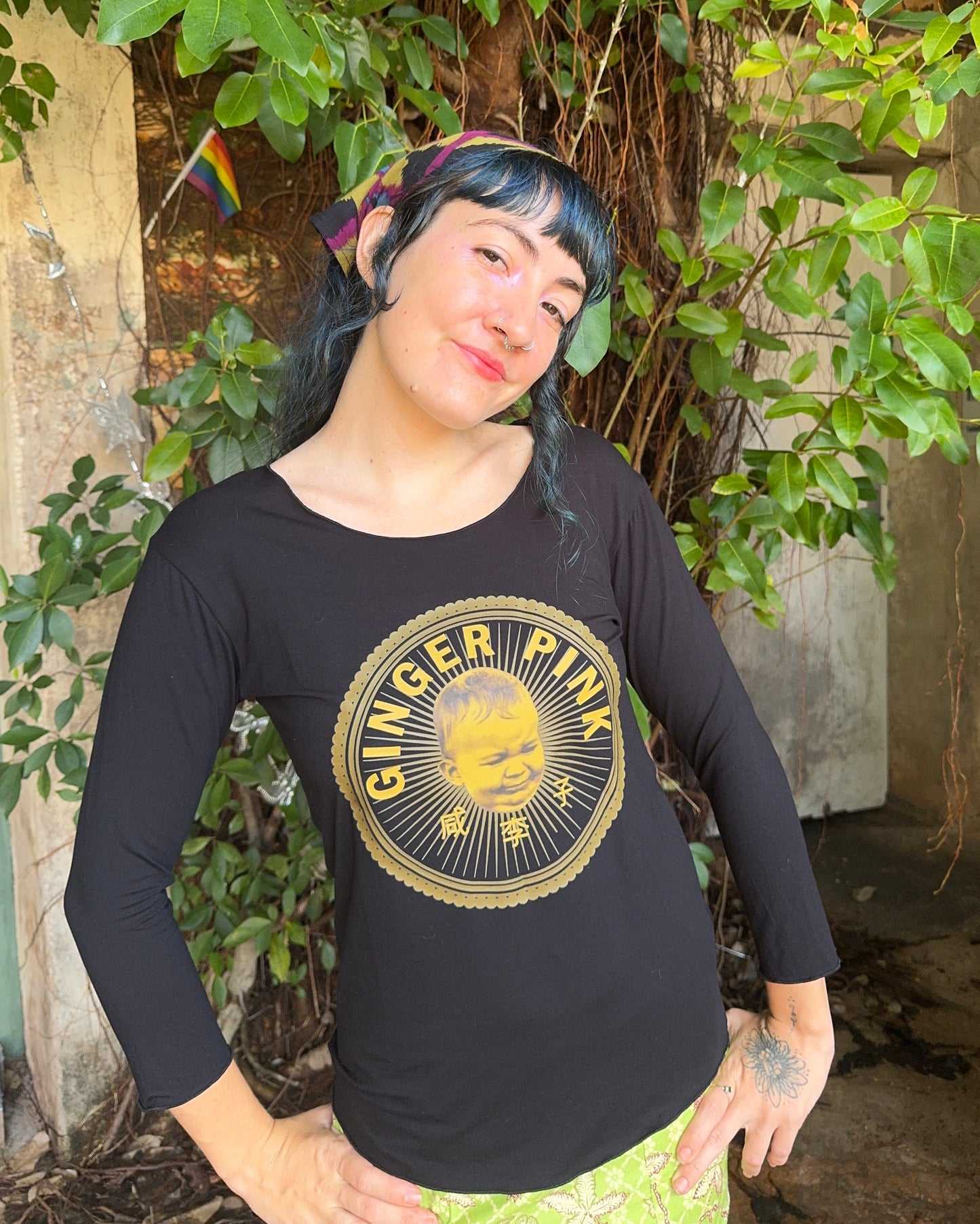 Yoga long sleeve Black Logo Tee