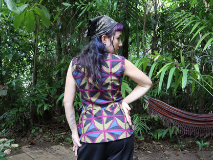 Long cotton Wrap Top in Jewel Spider