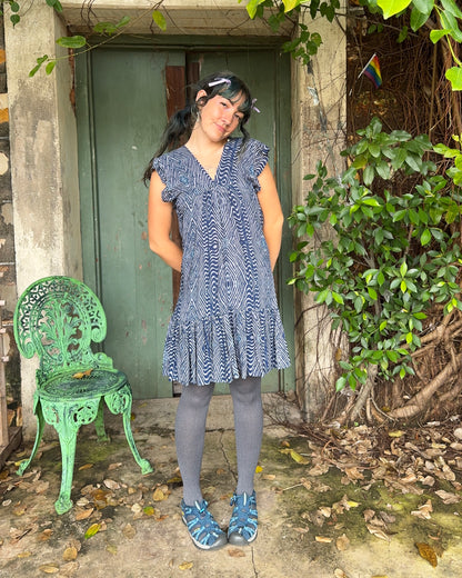 Gone Troppo dress in Blue Geo