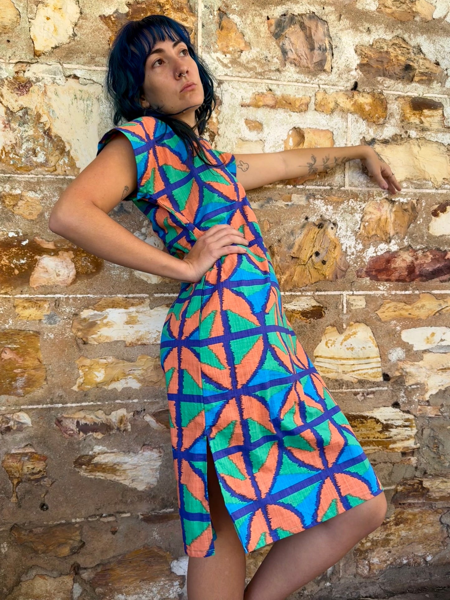 Hang Around Dress in Jungle Juice Below Knee
