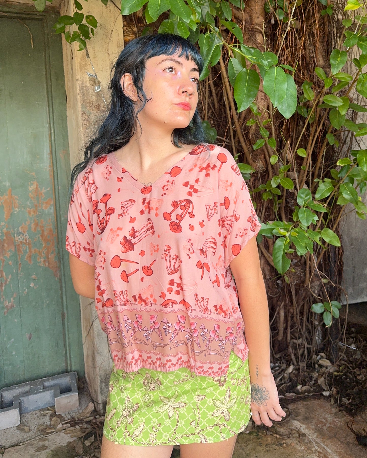 Orange Mushroom Print Hang Out Top