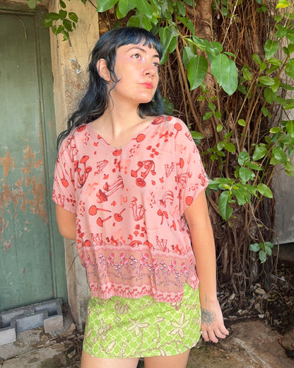 Orange Mushroom Print Hang Out Top
