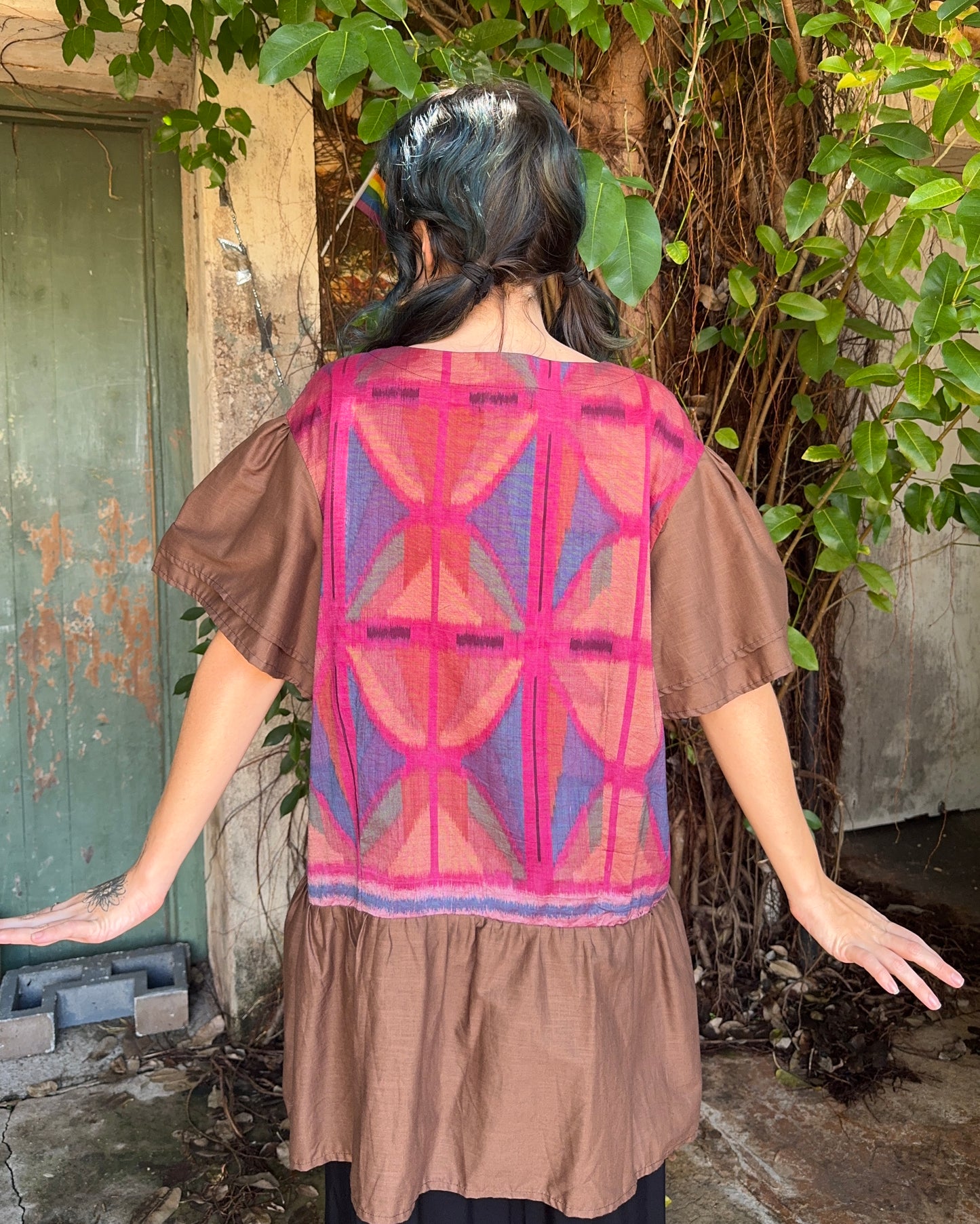 Ikat Jester Dress in Brown