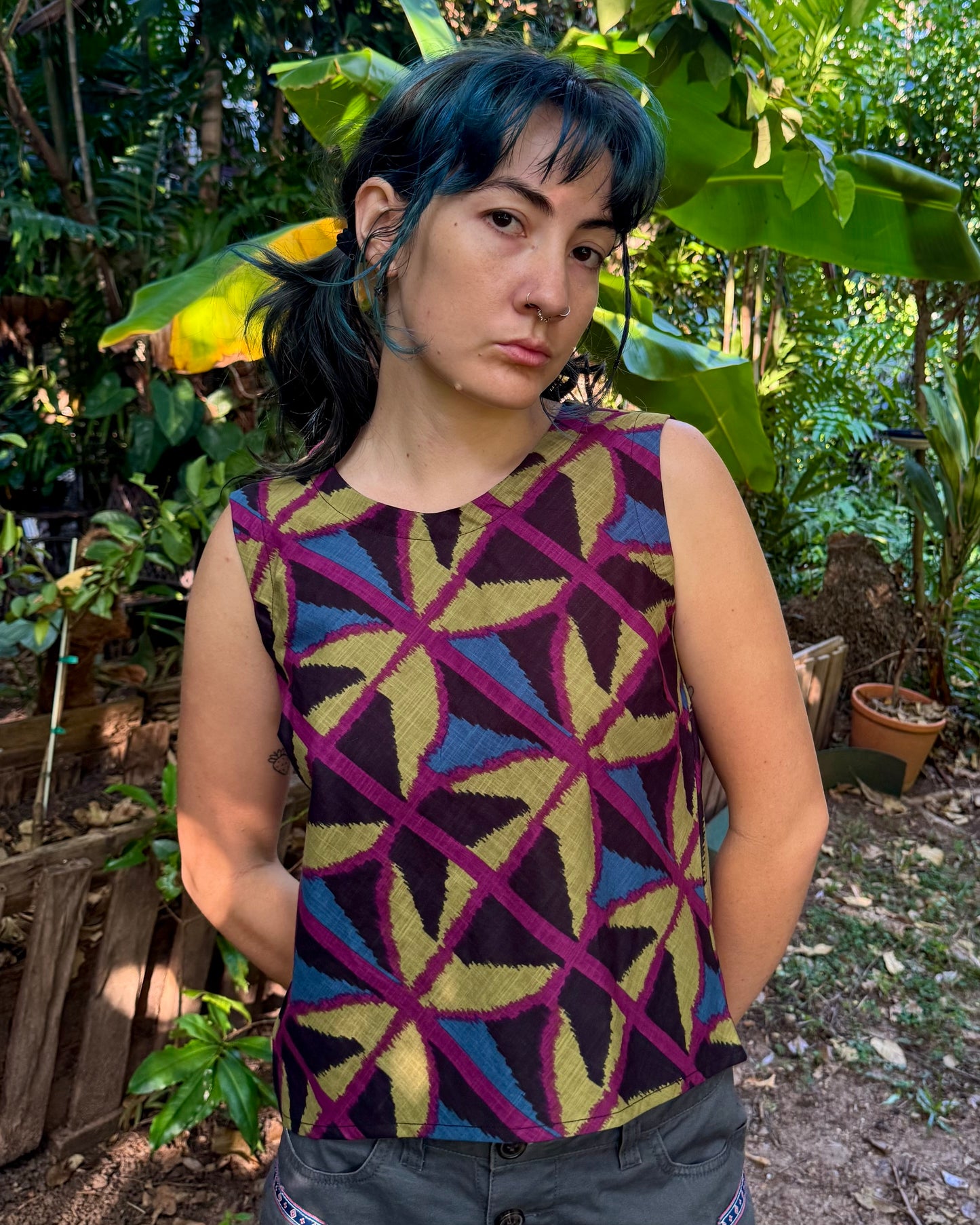 Sleeveless ‘I’m Cross Top’ in Jewel Spider