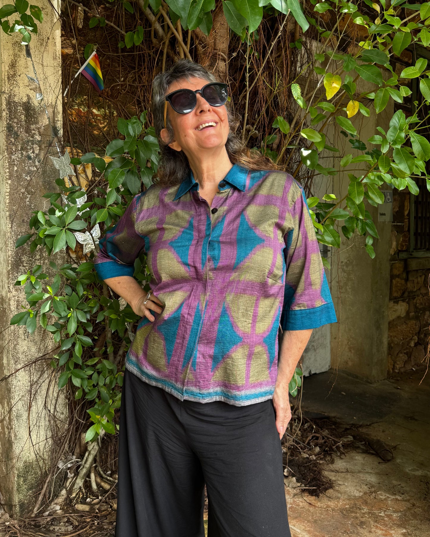 Ikat Button Up Top in 3 colour OG Shimmer