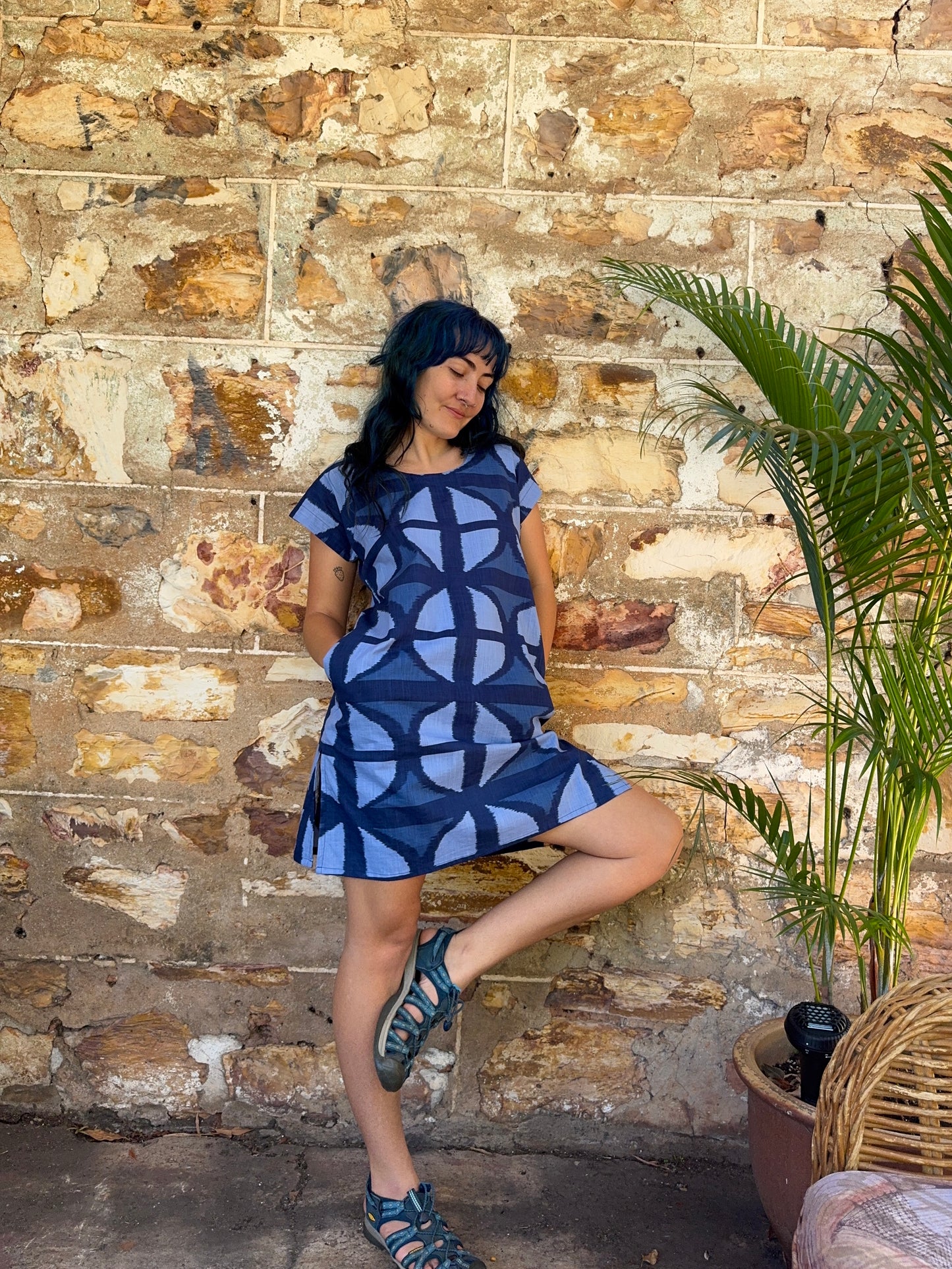 Hang Around Dress in Mood Indigo Above knee