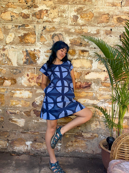 Hang Around Dress in Mood Indigo Above knee