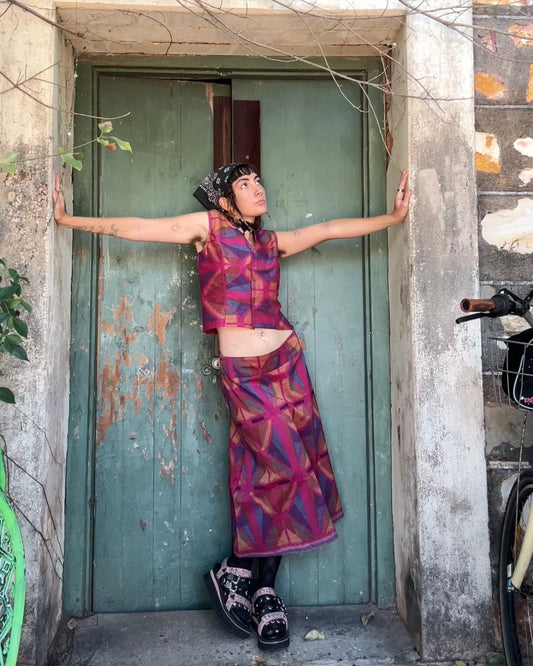 Ikat Midi A-line Skirt